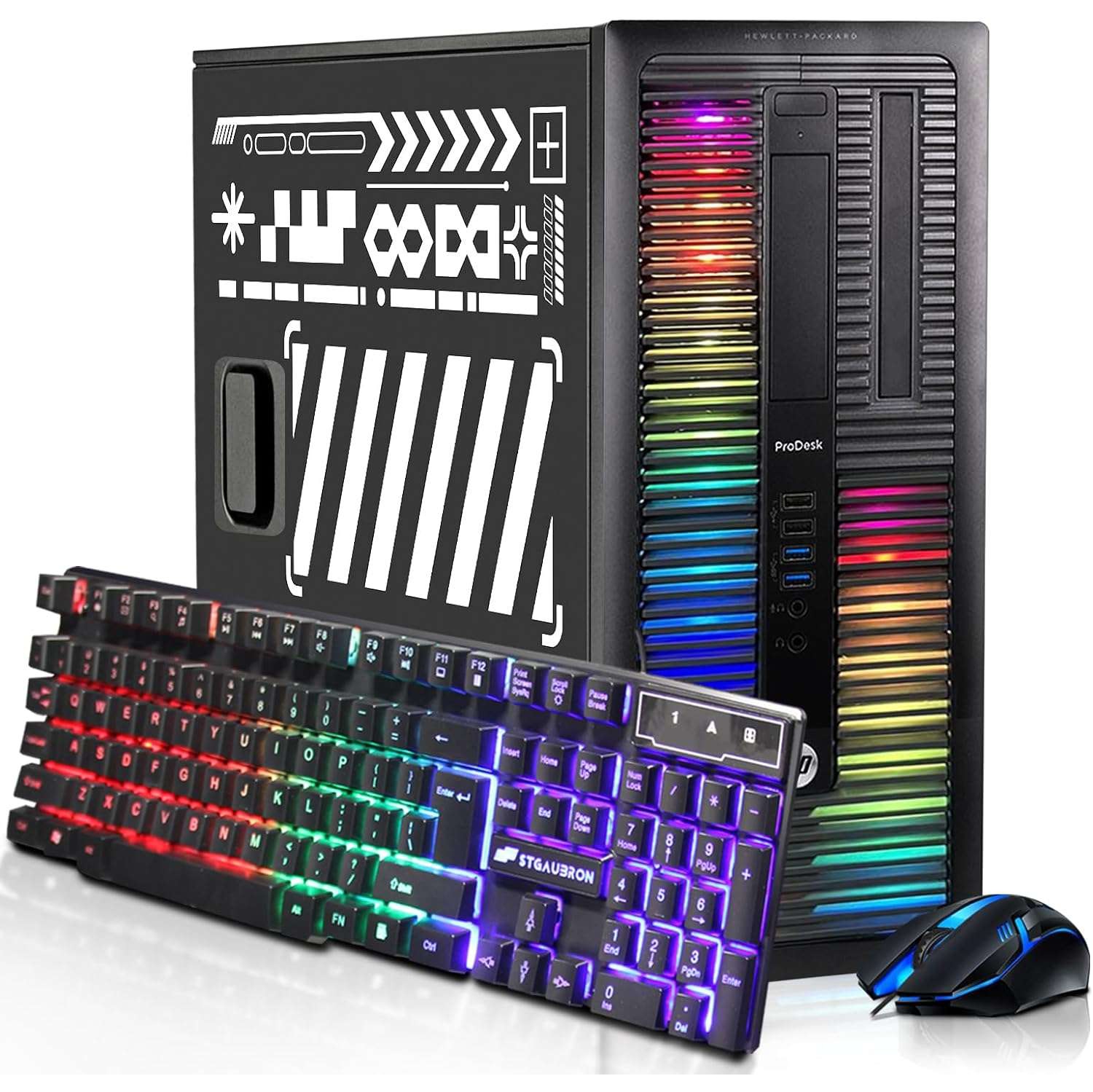 HP RGB Gaming Desktop Computer, Intel Quad Core I5 3.2GHz up to 3.6GHz, GeForce GT 1030 2G, 16GB RAM, 1T SSD, RGB KB & MS, 600M WiFi&BT 5.0, Win 10 Pro -Refurbished Excellent