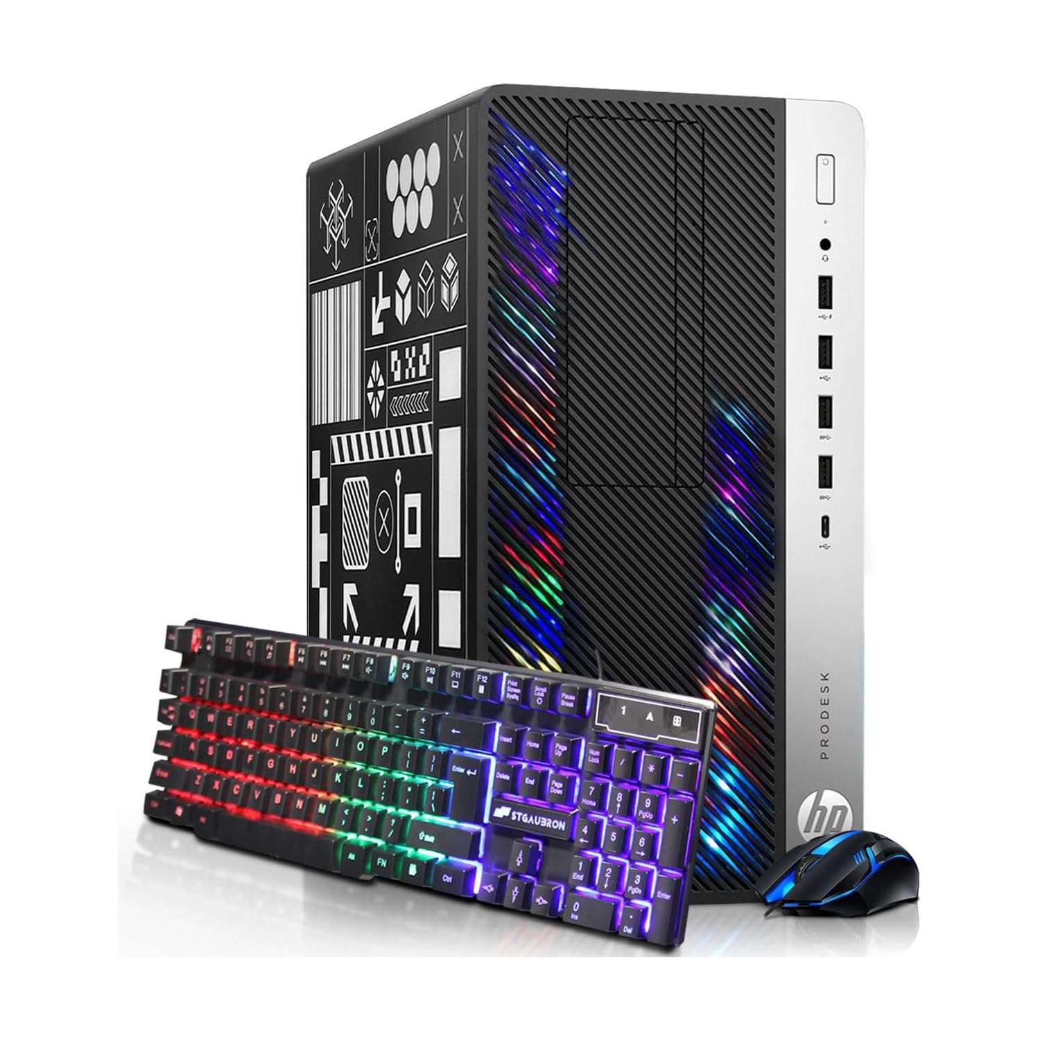 HP RGB Gaming Desktop Computer, Intel Core I5-6500 up to 3.6GHz, GeForce GT 1030 2G, 32GB DDR4, 1T SSD + 3T, RGB Keyboard&Mouse, 600M WiFi&BT, Win 10 Pro -Refurbished Excellent