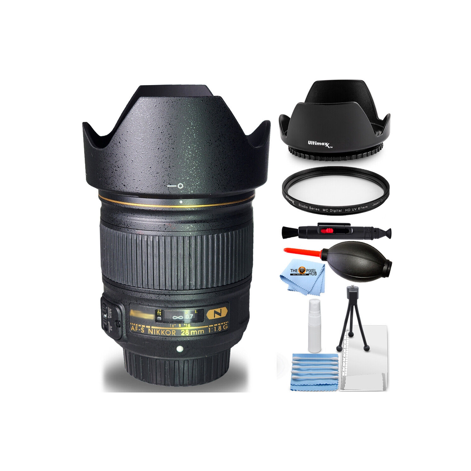 Nikon AF-S NIKKOR 28mm f/1.8G Lens 2203 - 7 Piece Accessory Bundle