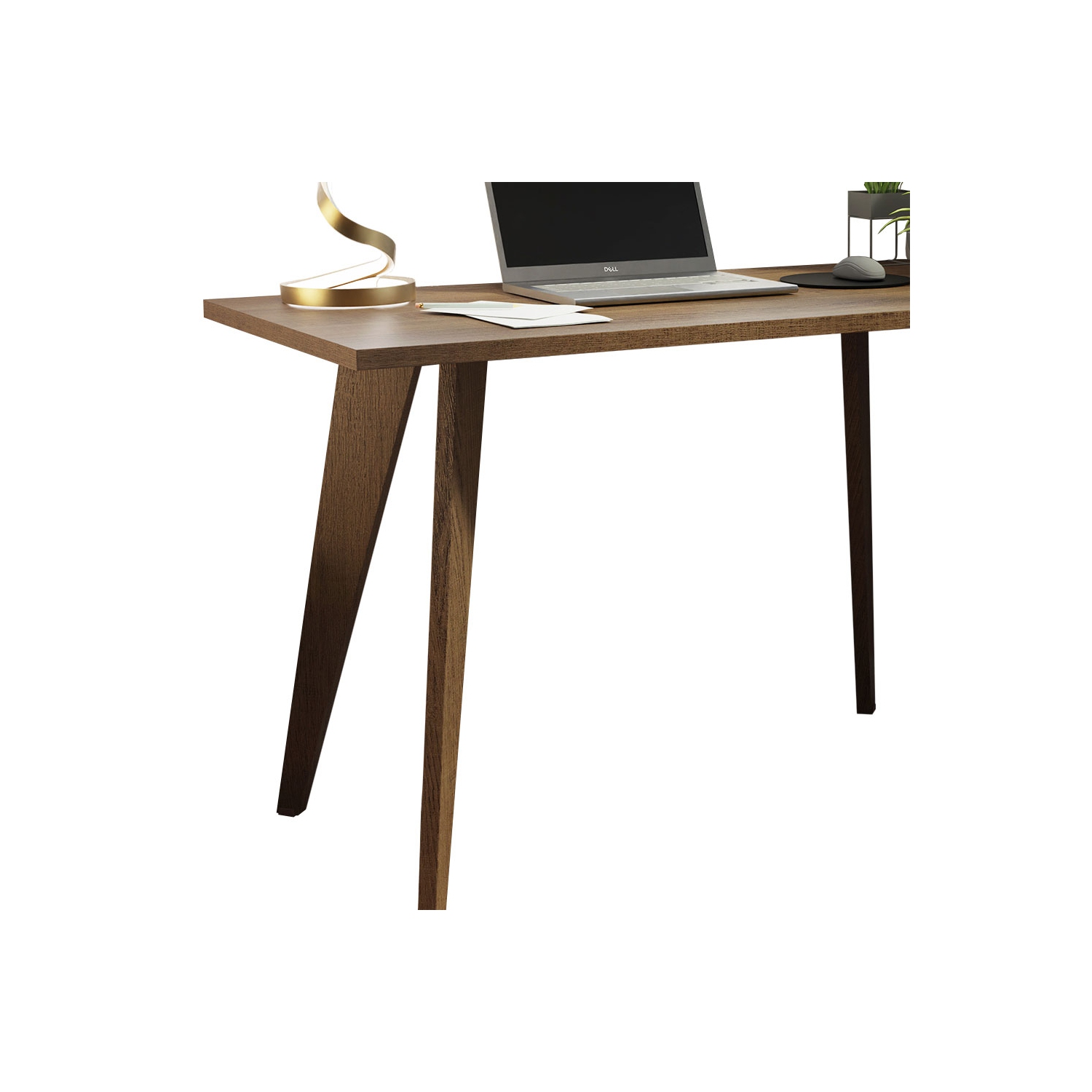 Bureau moderne d'ordinateur de 47 po Madesa, poste de travail de bureau, unité élégante en bois, 47 po - brun