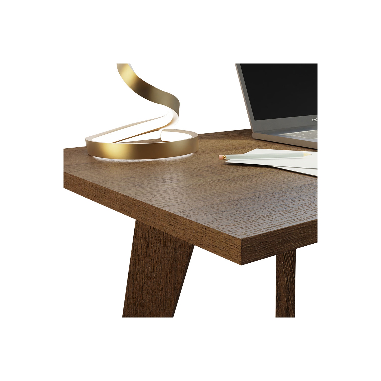 Bureau moderne d'ordinateur de 47 po Madesa, poste de travail de bureau, unité élégante en bois, 47 po - brun