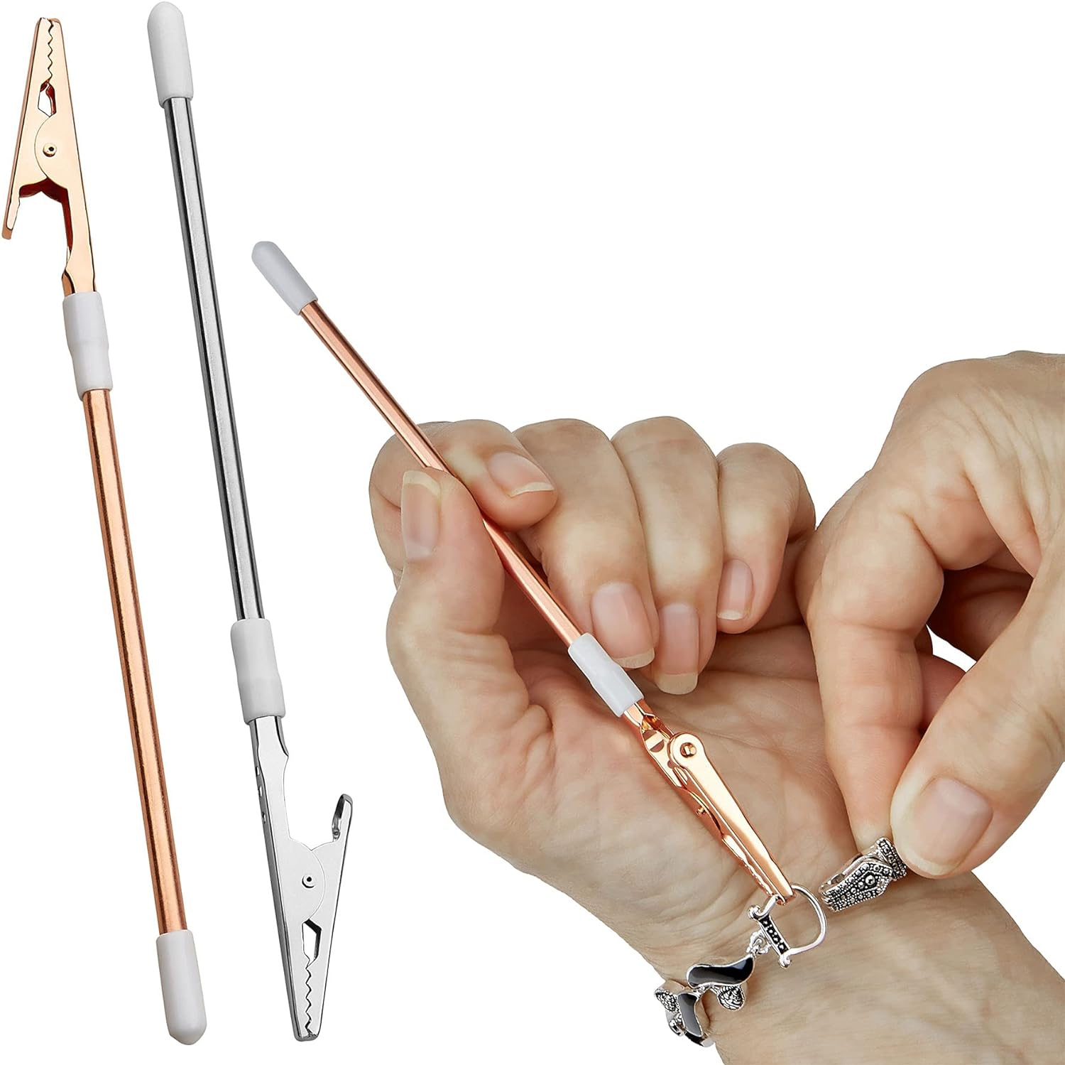 Jewelry Helper - 6" Fastening and Hooking Tool for Bracelets, Watches, Necklaces and Clasps or Closures - Buddy Helps Prevent Wrist Strain for