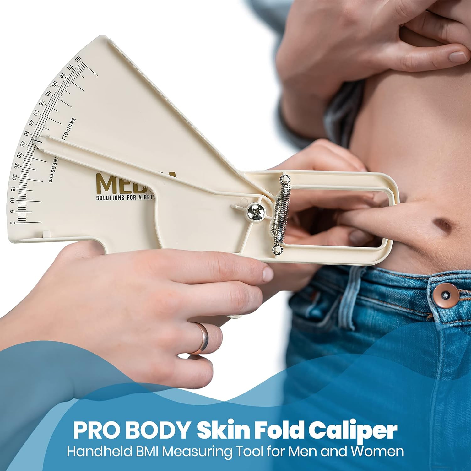 Pro Body Skin Caliper - Handheld Bmi Measuring Tool - Accurate Skinfold Caliper Measures Fat for Men and Women, for Monitoring Fitness and Weight