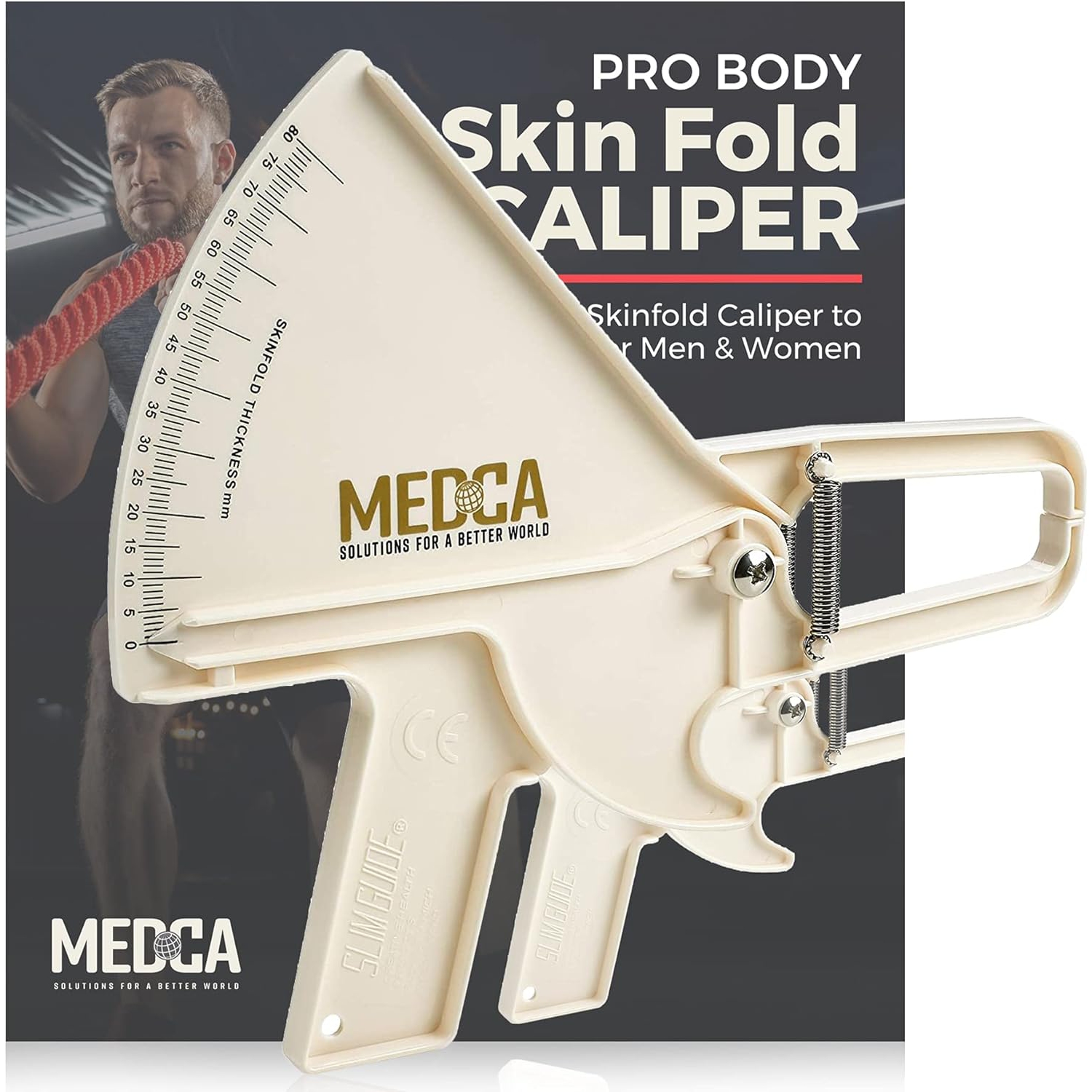 Pro Body Skin Caliper - Handheld Bmi Measuring Tool - Accurate Skinfold Caliper Measures Fat for Men and Women, for Monitoring Fitness and Weight