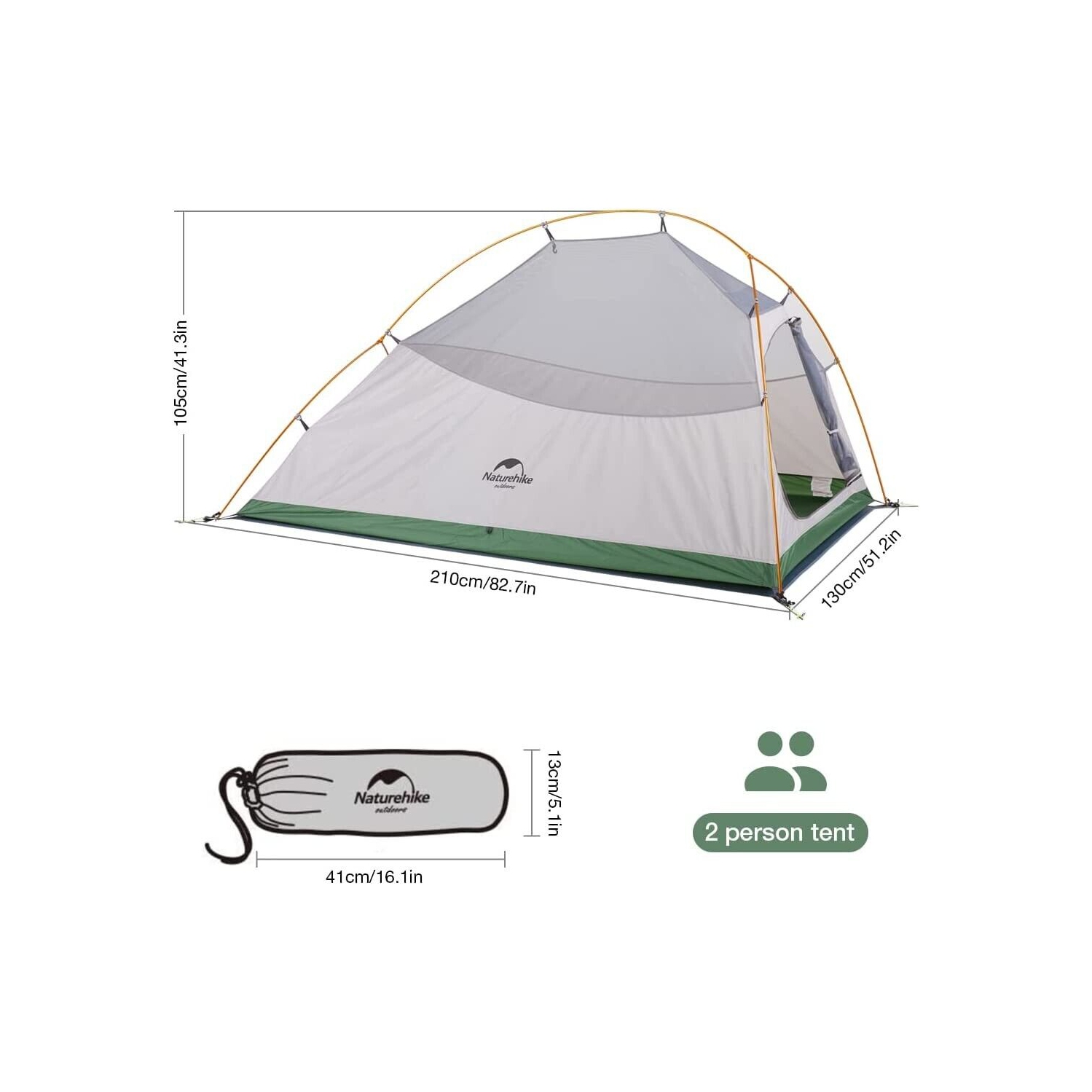 Naturehike Upgraded Cloud Up 2 Person Backpacking Tent for 4 Season Lightweight