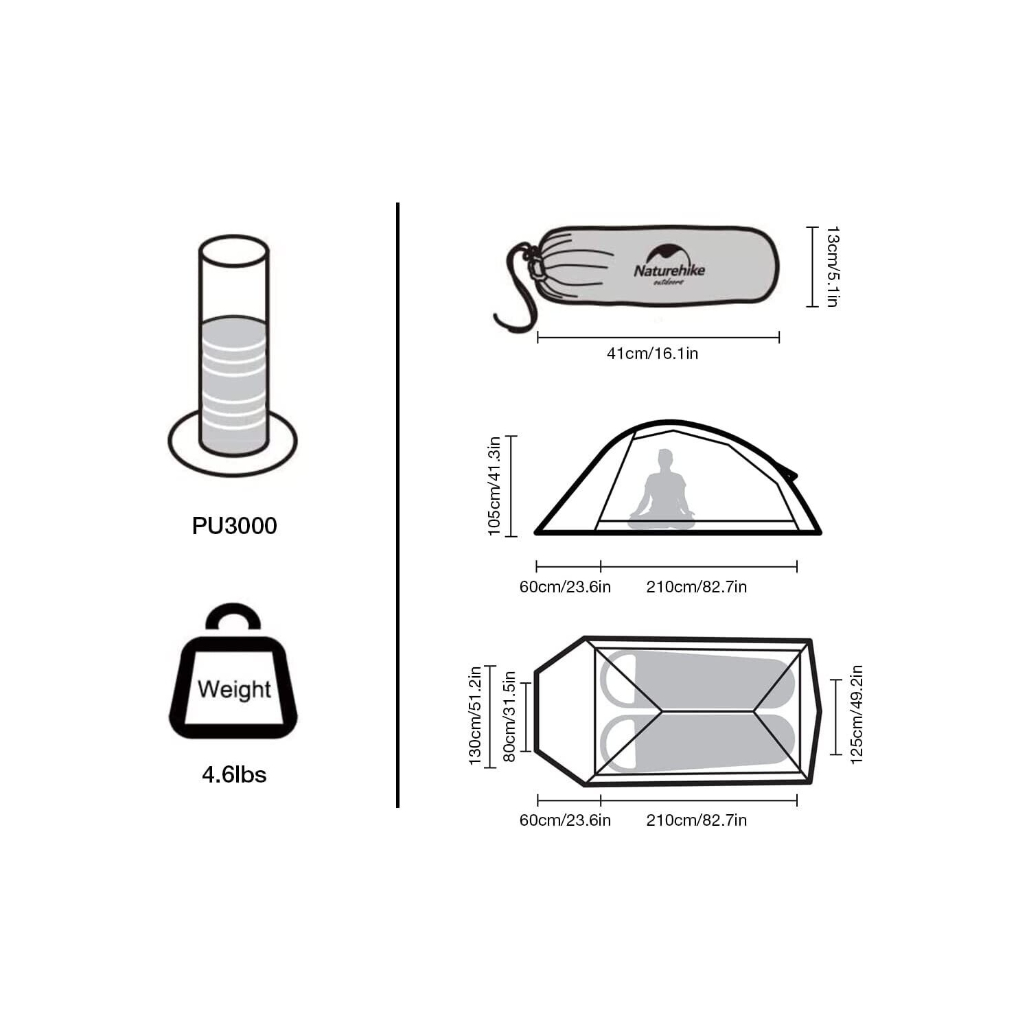 Naturehike Upgraded Cloud Up 2 Person Backpacking Tent for 4 Season Lightweight