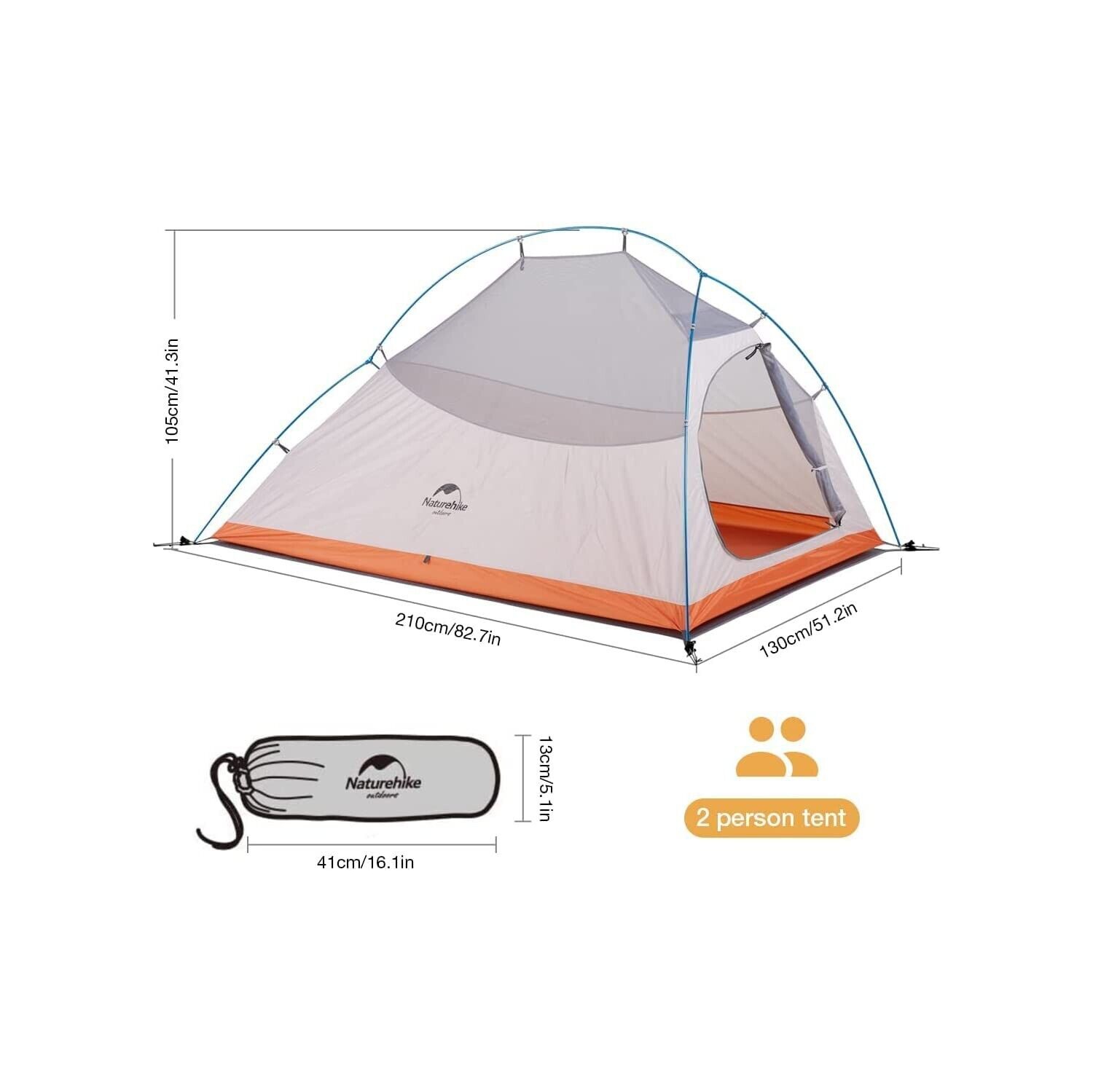 Naturehike　Cloud　UP2 Naturehike Upgraded Cloud Up 2 Person Backpacking Tent for 4