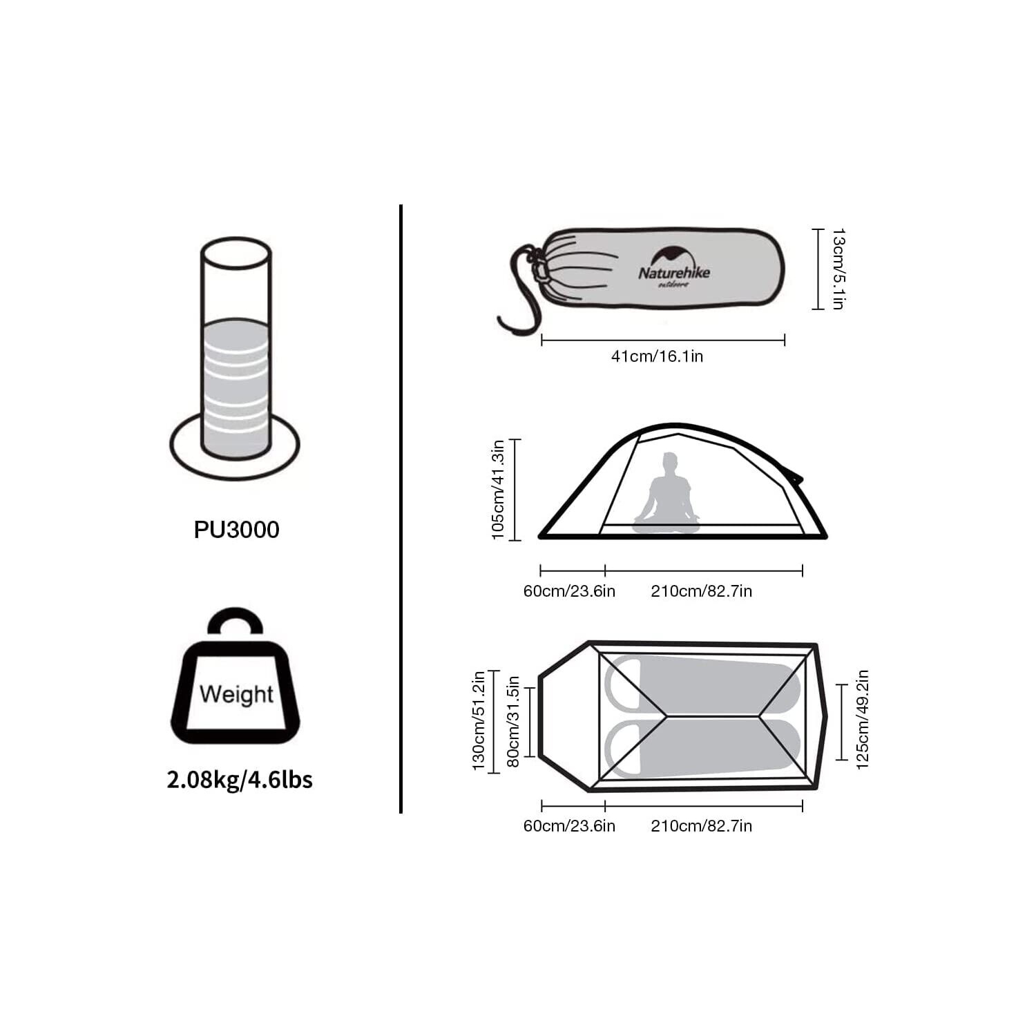 Naturehike Upgraded Cloud Up 2 Person Backpacking Tent for 4 Season Lightweight