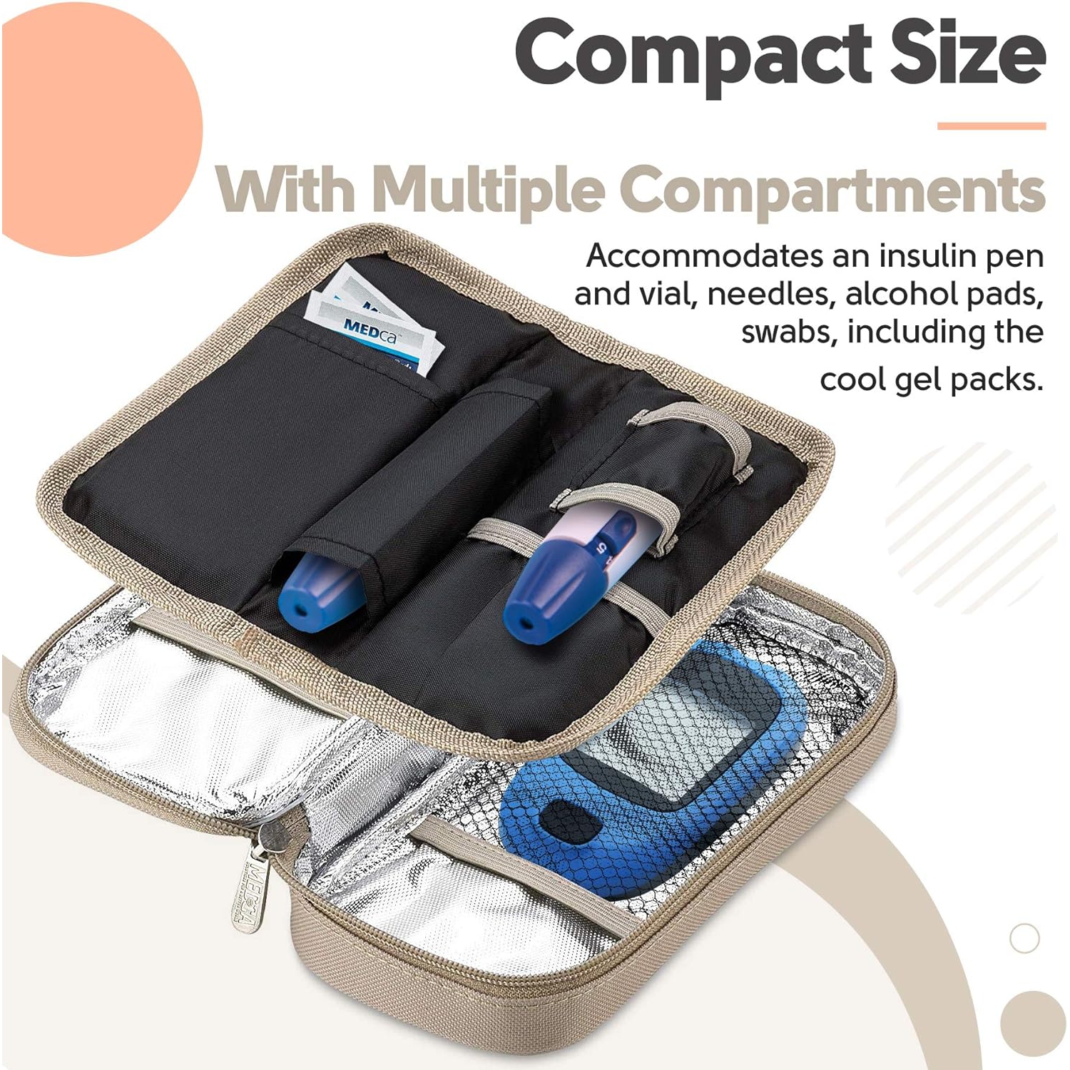 Étui de voyage isotherme pour diabétiques avec 2 blocs réfrigérants en gel – glacière de sacs réutilisables, légers et durables pour médicaments,