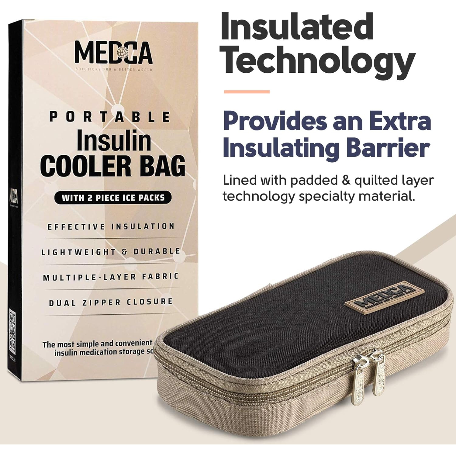 Étui de voyage isotherme pour diabétiques avec 2 blocs réfrigérants en gel – glacière de sacs réutilisables, légers et durables pour médicaments,