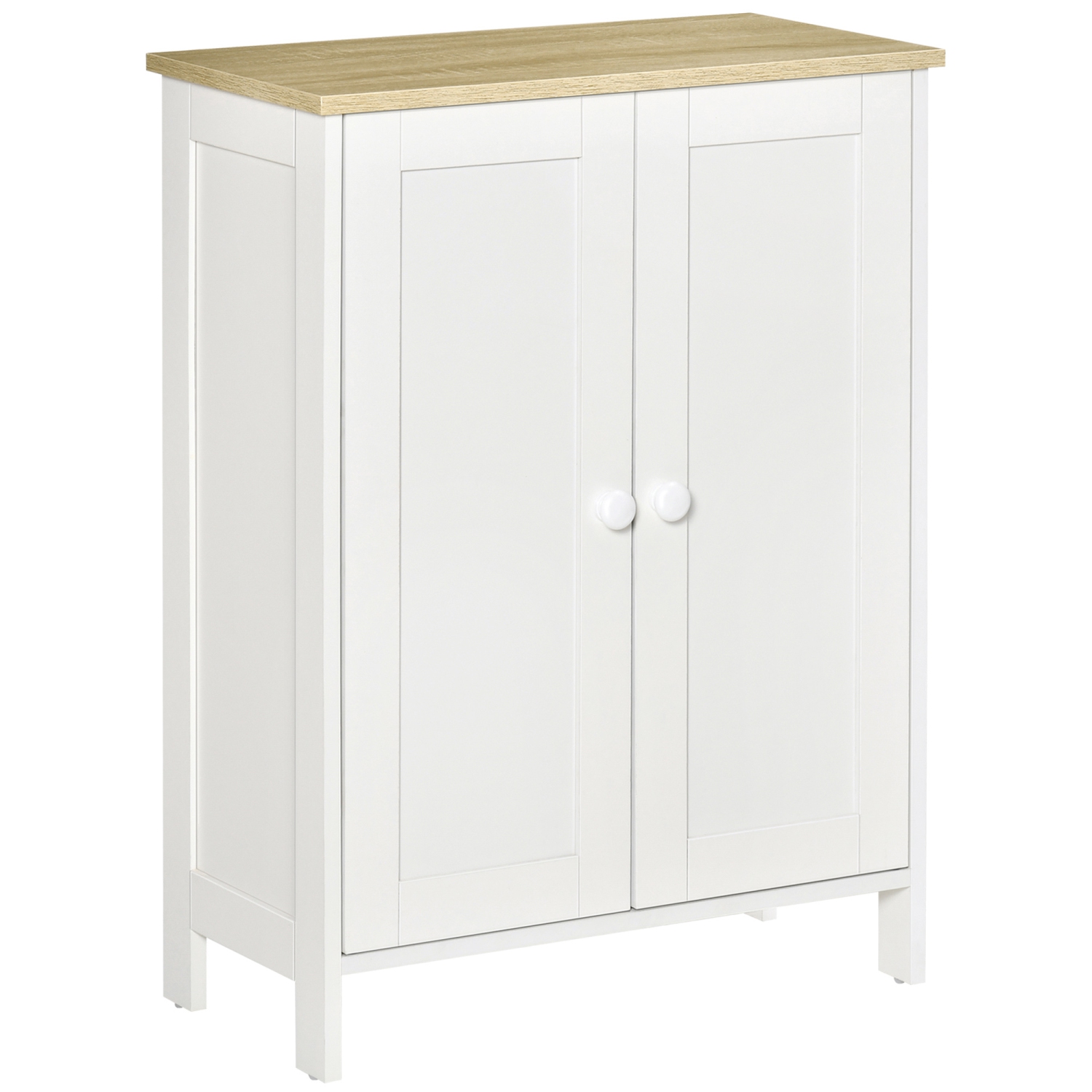 HOMCOM – Armoire de rangement à deux portes, 2 tablettes réglables et dessus de table en bois, blanc