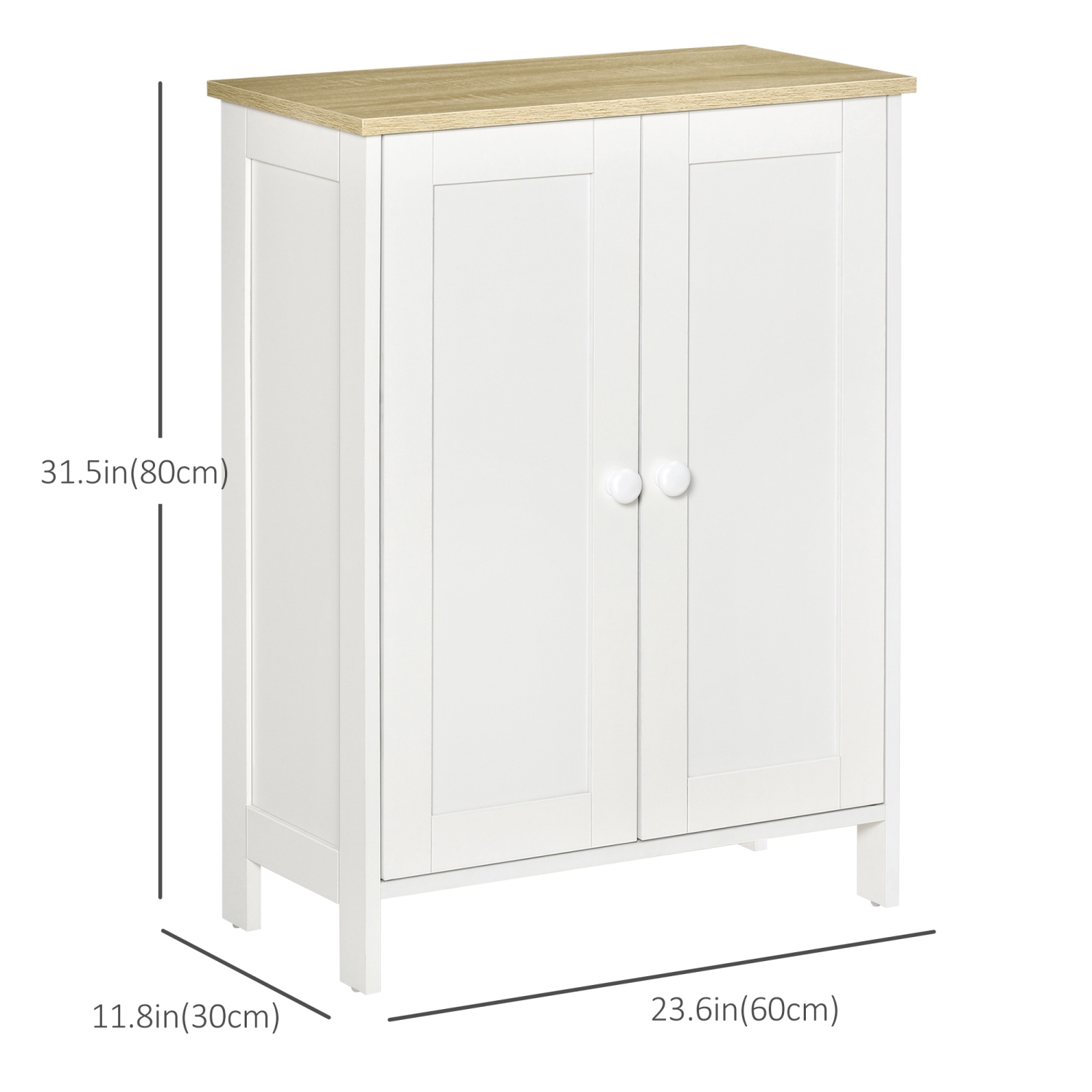 HOMCOM – Armoire de rangement à deux portes, 2 tablettes réglables et dessus de table en bois, blanc