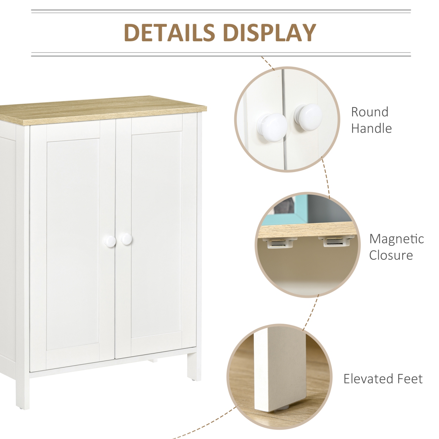 HOMCOM – Armoire de rangement à deux portes, 2 tablettes réglables et dessus de table en bois, blanc