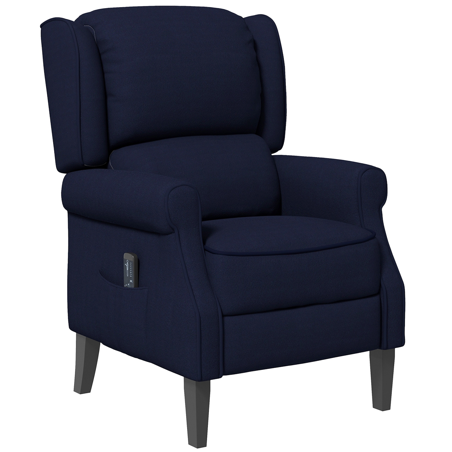 HOMCOM Massage Recliner Chair for Living Room, Push Back Recliner Sofa, Wingback Reclining Chair with Extendable Footrest, Remote Control, Side Pockets, Blue