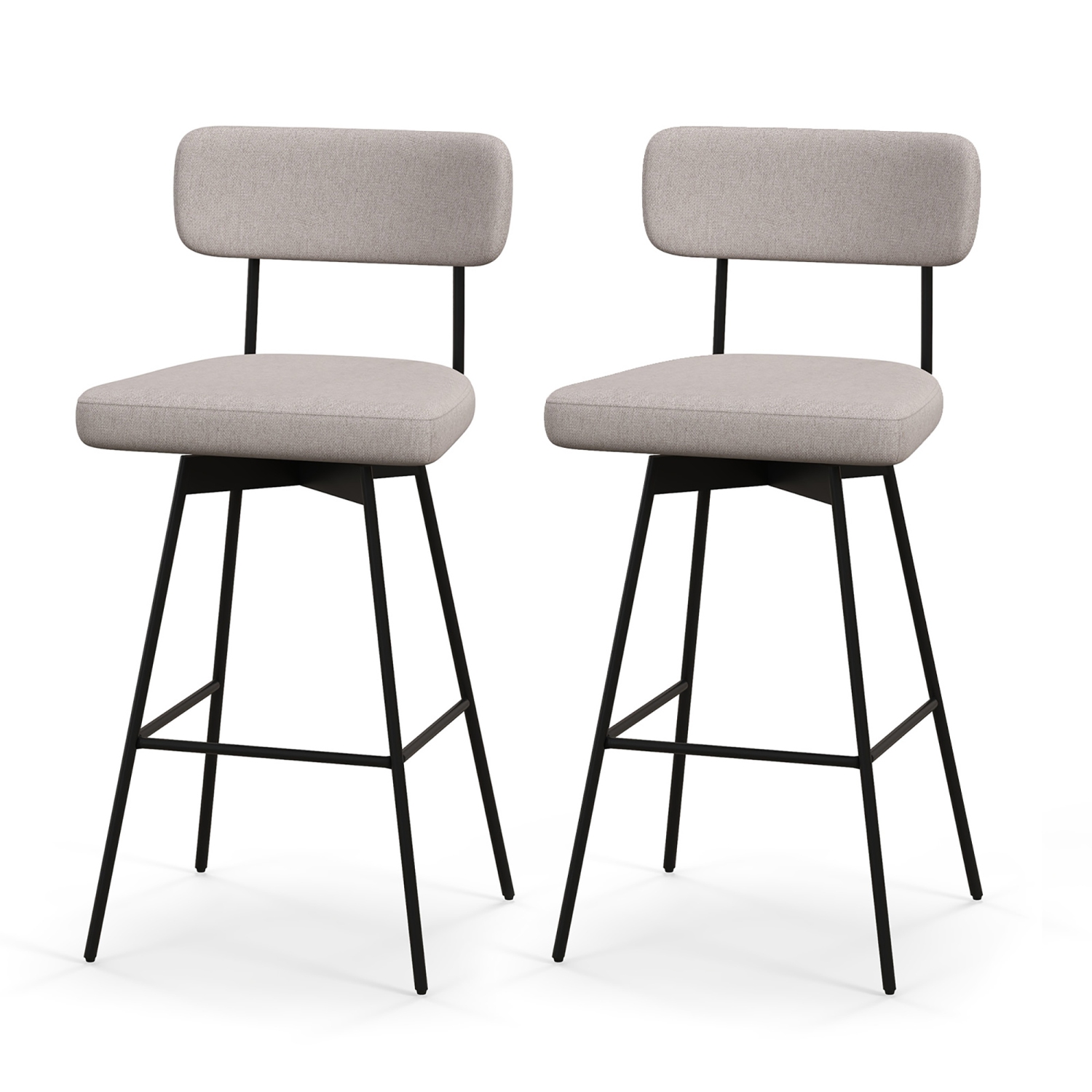 Gymax 2PCS Swivel Bar Stool 29'' Upholstered Bar Height Dining Chair w/ Footrest