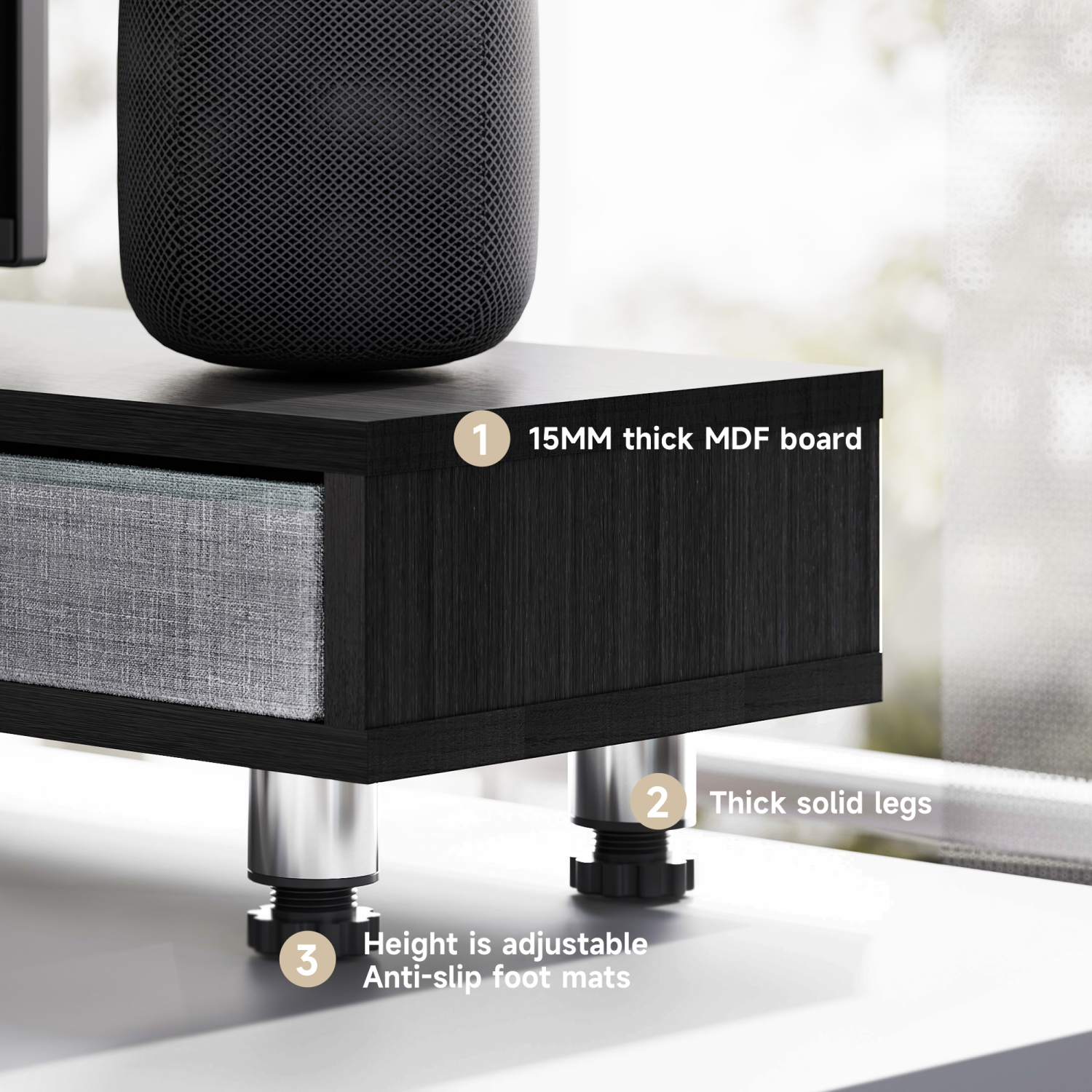 Fenge Monitor Stand, Dual Monitor Stand with 2 Drawers, Monitor Riser for 2 Monitors