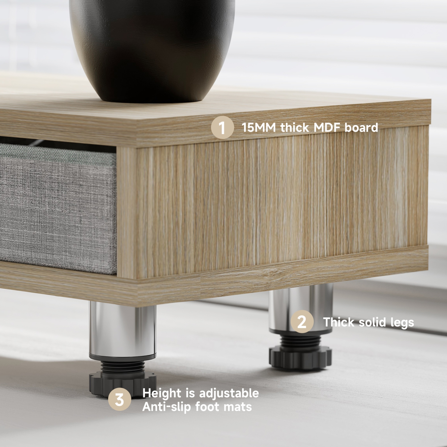 Support pour moniteur de Fenge, support pour deux moniteurs avec 2 tiroirs, socle pour moniteur pour 2 moniteurs