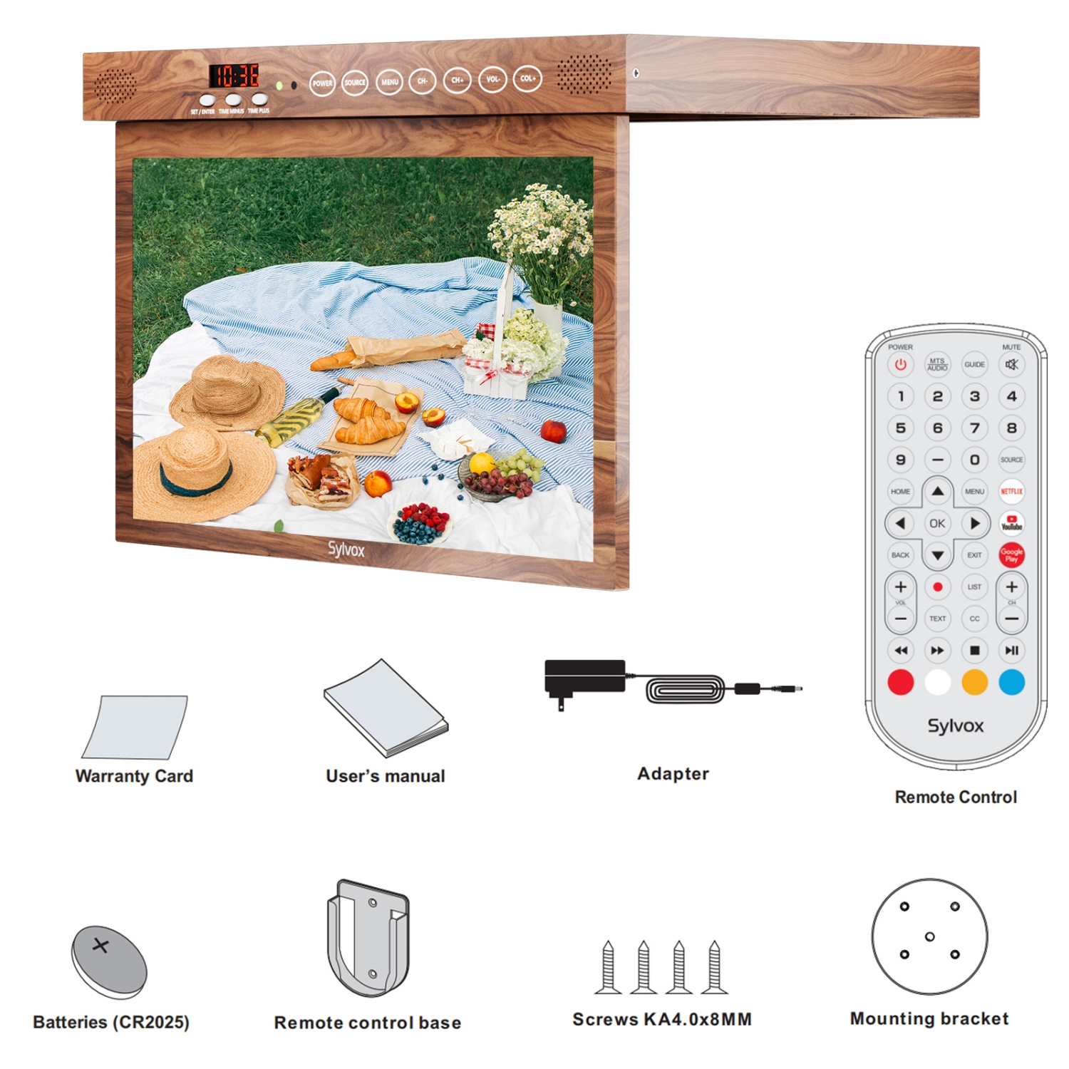 SYLVOX 15.6 inch Smart Kitchen TV, 1080P FHD Under Cabinet TV, Smart Android TV Built-in Google Play, Support Google Assistant WiFi Bluetooth