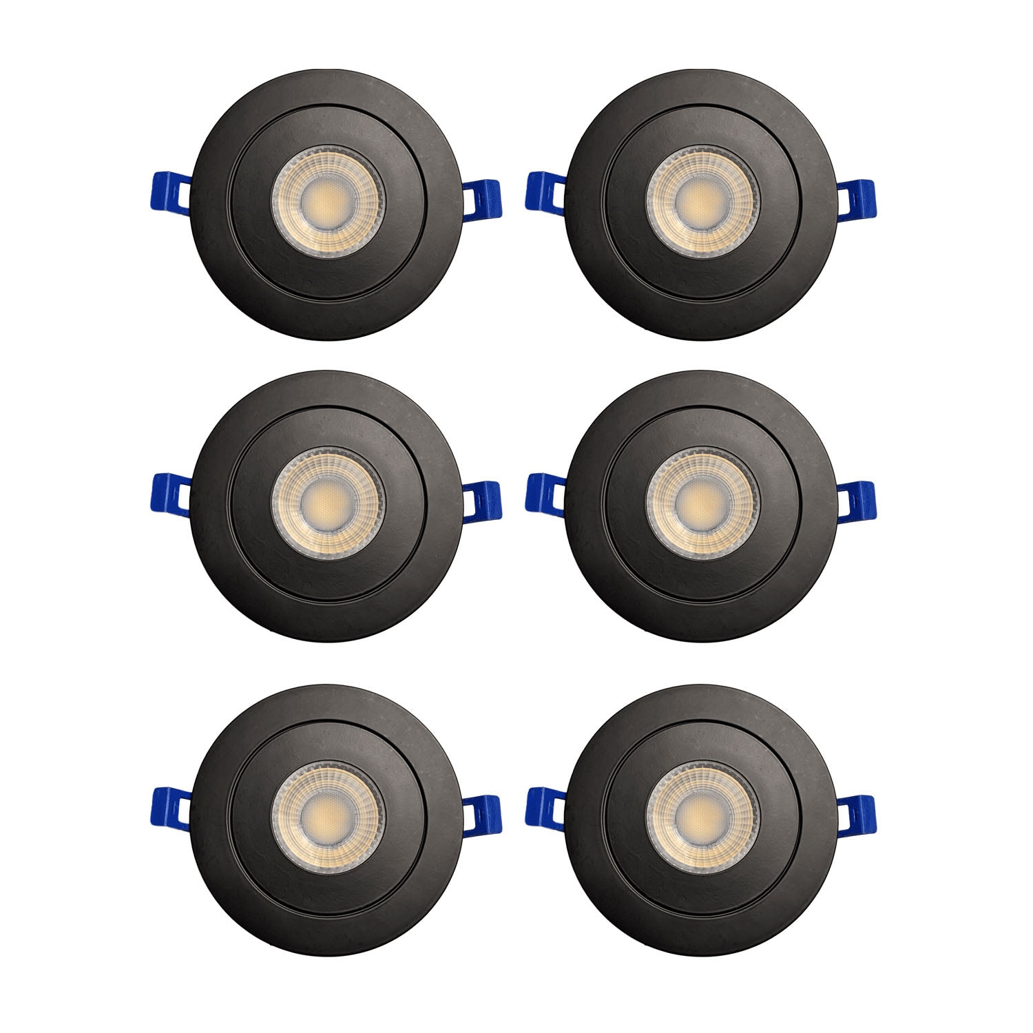 Strak Gimbal Black 3-Inch Integrated Slim Panel 7w 560lm Downlight Recessed Lighting Ic Rated 5000k - (6-Pack)