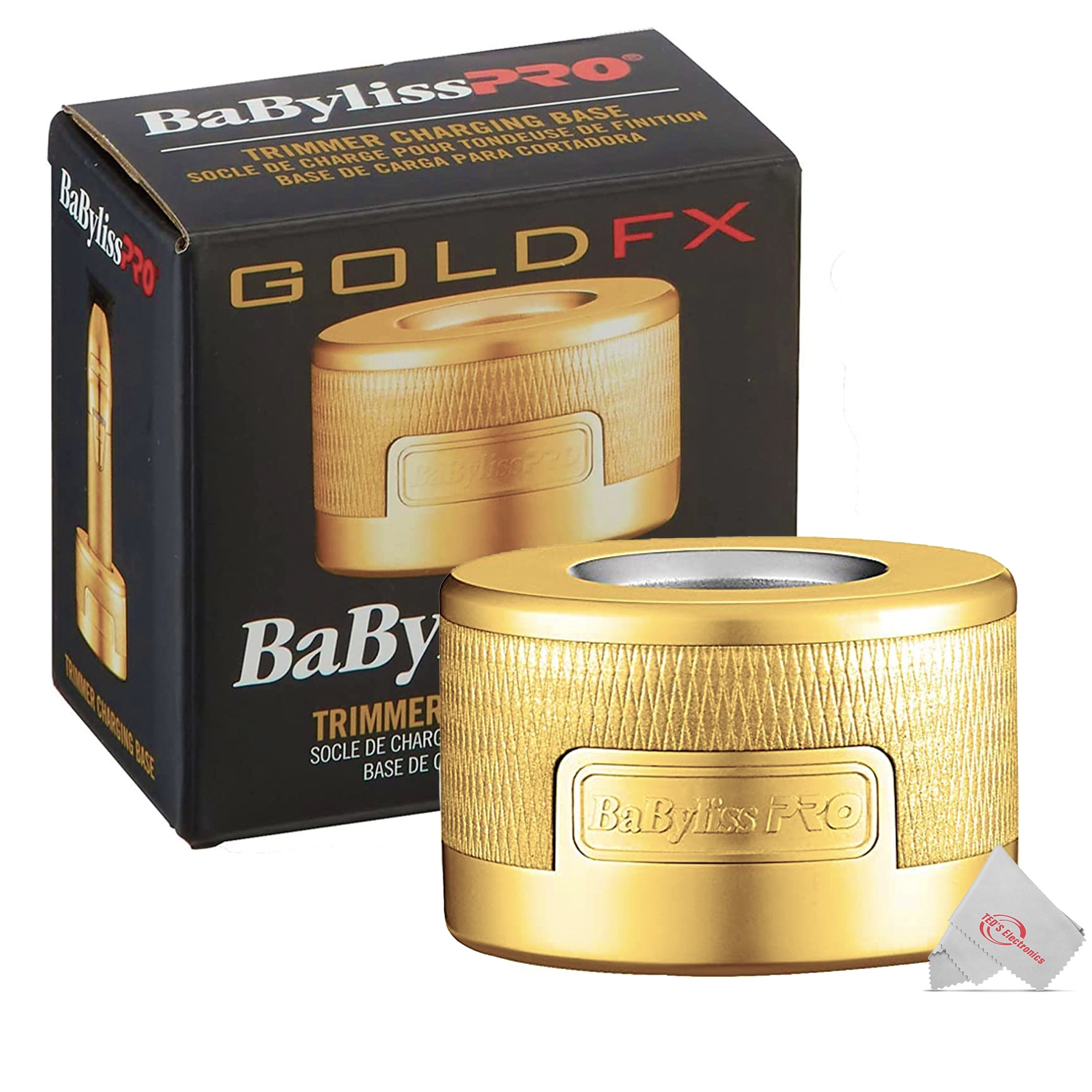 BaByliss PRO Gold FX Boost + Metal Lithium Outlining Trimmer + Babyliss Pro Gold FX Trimmer Charging Base fits FX787 Trimmers