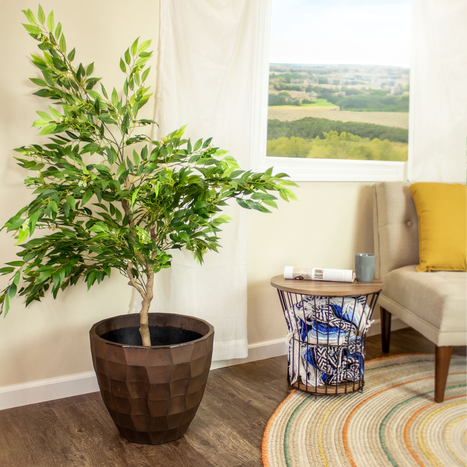 Sunnydaze 15.75 in Pebbled Polyresin Outdoor Planter - Dark Brown