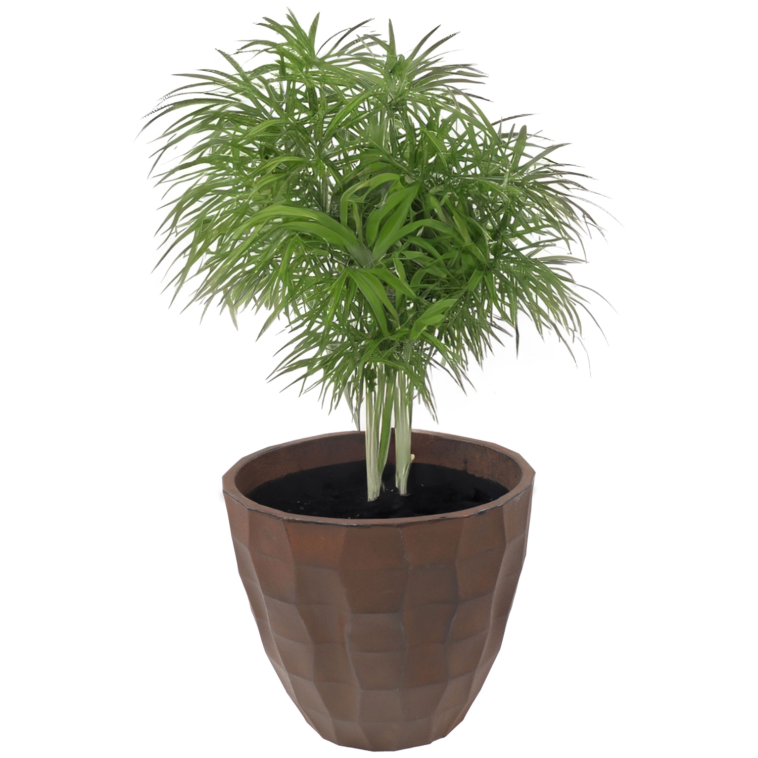 Sunnydaze 15.75 in Pebbled Polyresin Outdoor Planter - Dark Brown