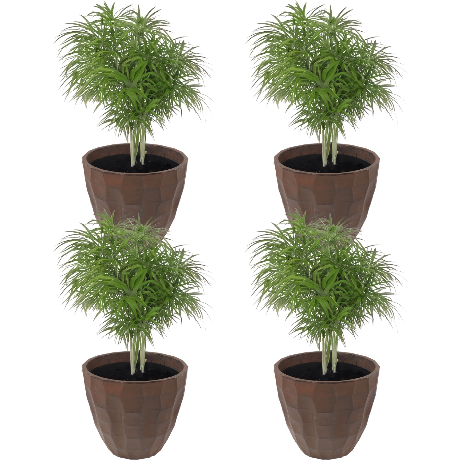 Sunnydaze Pebbled Polyresin Outdoor Planter - Dark Brown - Set of 4