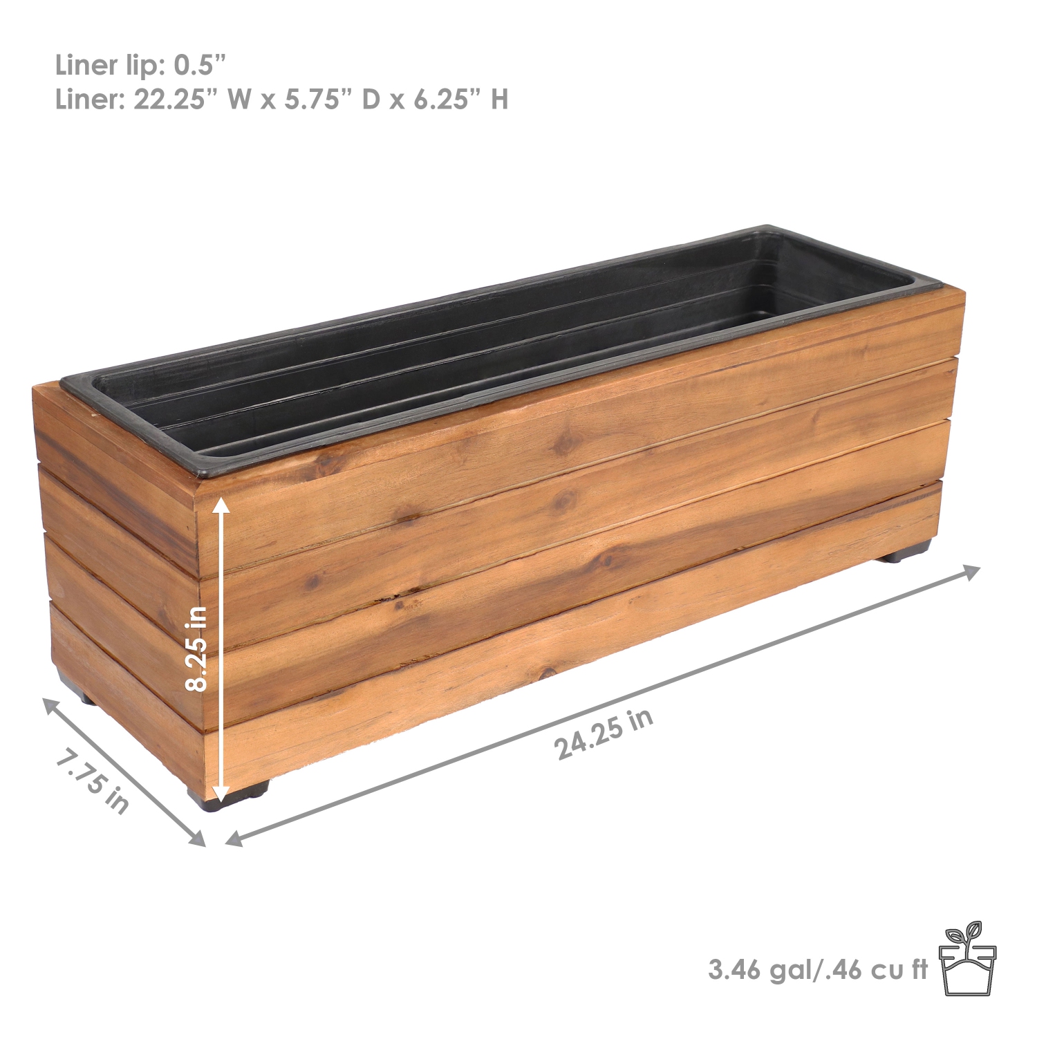 Sunnydaze 24.25 in Rectangle Wood Planter Box - Light Brown Stain