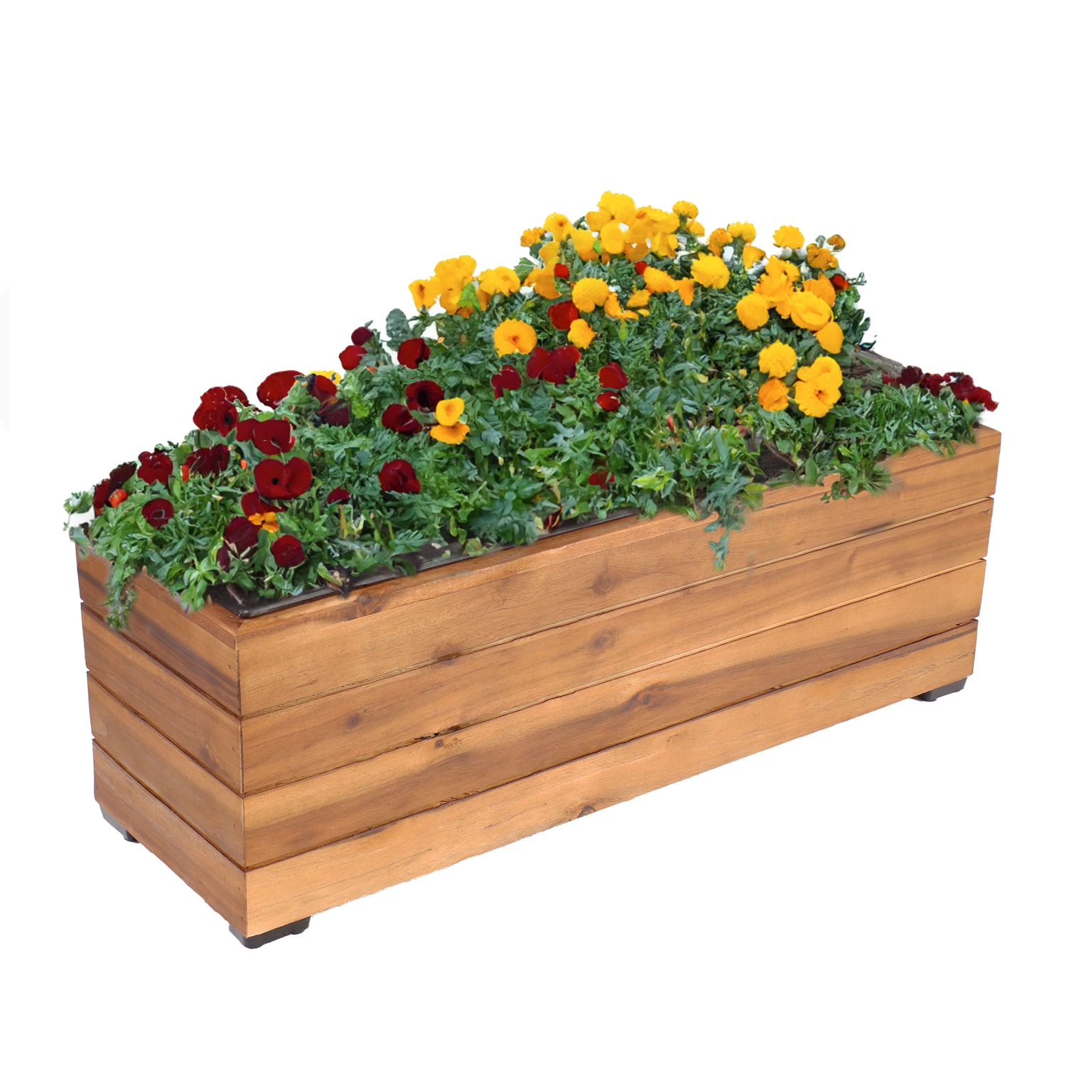 Sunnydaze 24.25 in Rectangle Wood Planter Box - Light Brown Stain