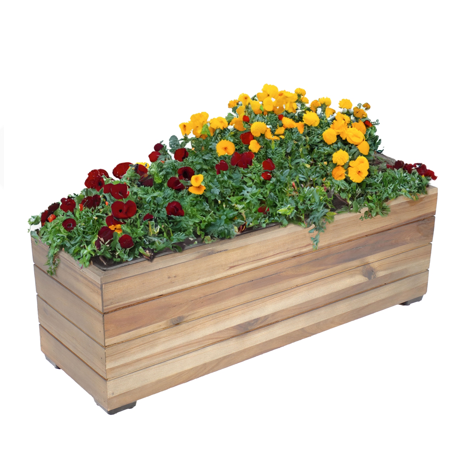 Sunnydaze 24.25 in Rectangle Wood Planter Box with Liner - Anthracite Stain