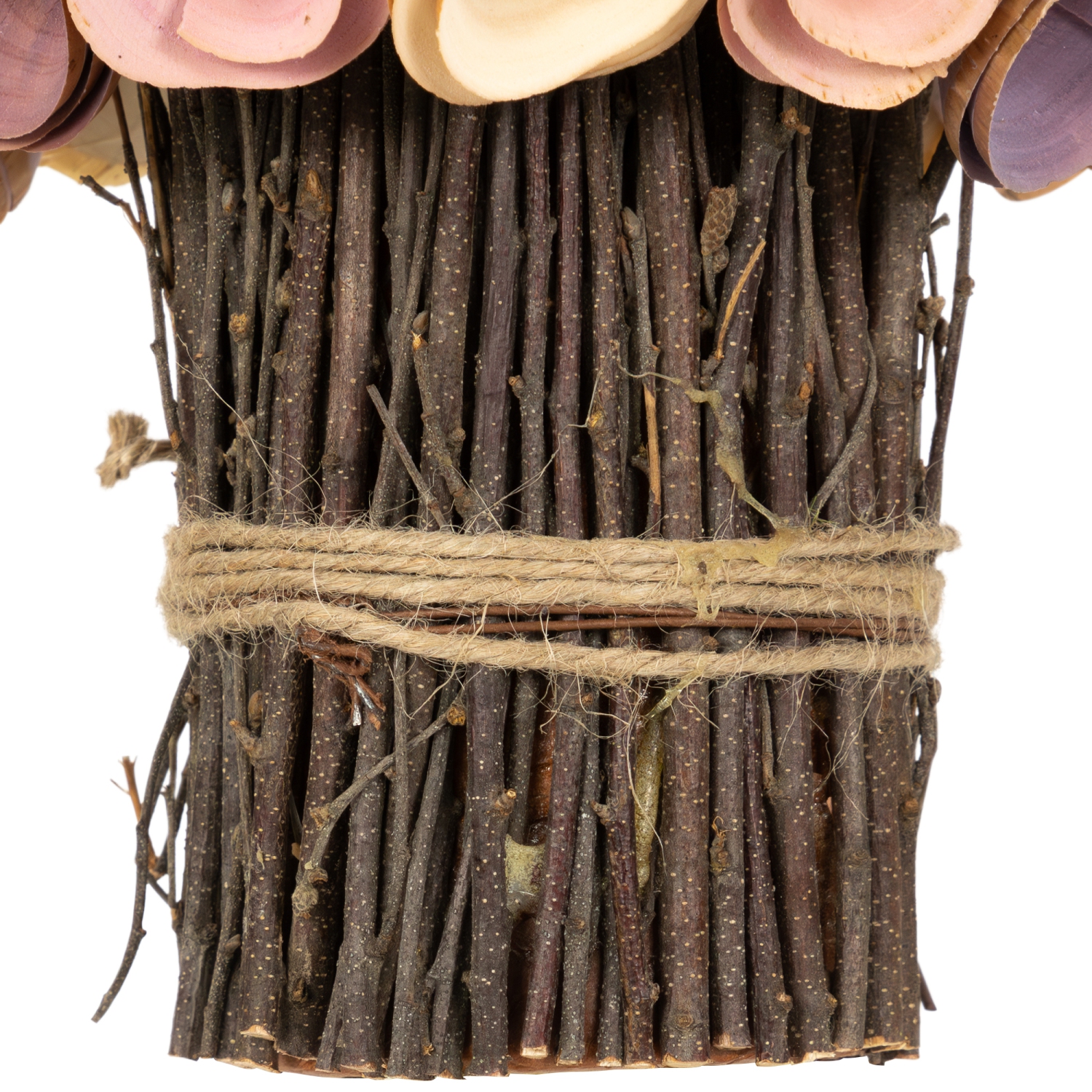 Wood Shaved Artificial Floral Spring Bouquet - 8.25" - Pink and Yellow