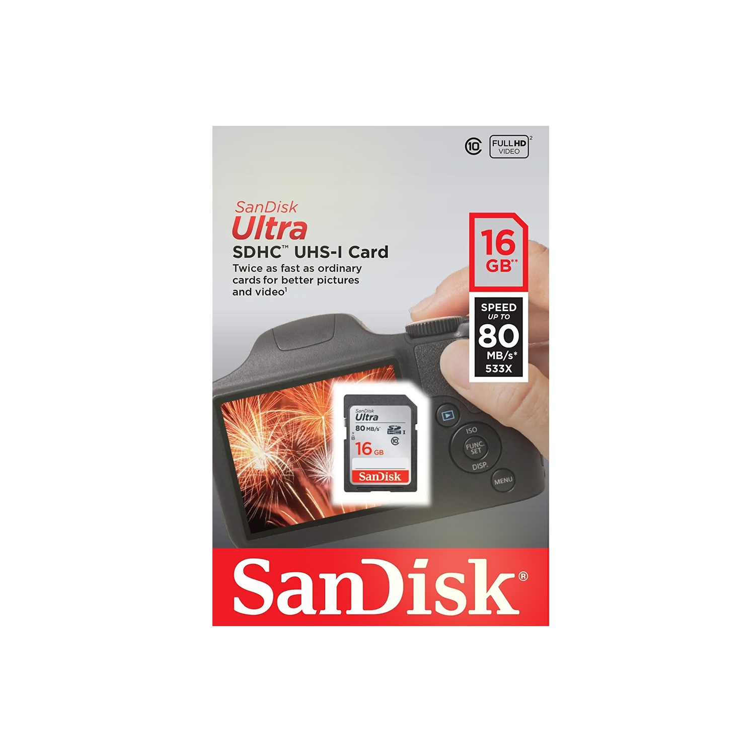 SanDisk Ultra 16GB Class 10 SDHC UHS-I Memory Card up to 80MB/s SDSDUNC-016G-GN6IN