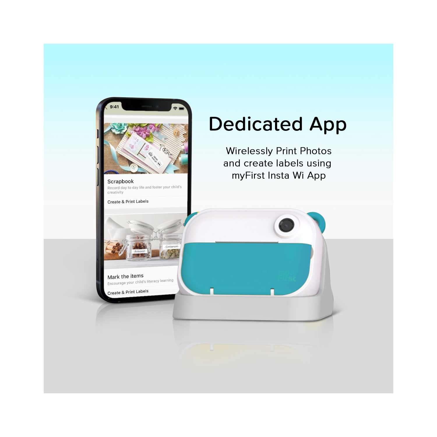 Mon appareil photo Mon premier Wi-Fi – appareil photo instantané pour enfants avec étiqueteuse thermique sans fil à transfert, carte microSD gratuite