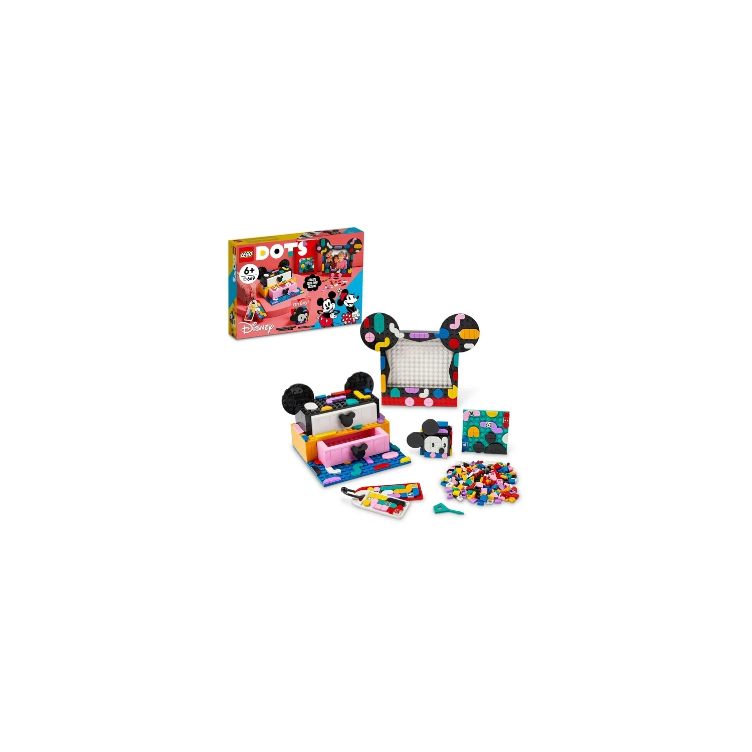 LEGO DOTS – Trousse de construction de la rentrée des classes, Mickey Mouse et Minnie Mouse 41964