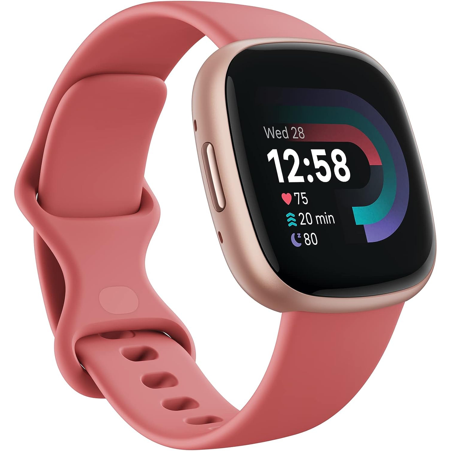 Fitbit Versa 4 Fitness Smartwatch More, Pink Sand/copper Rose, One Size (S and L Bands Included) Brand New