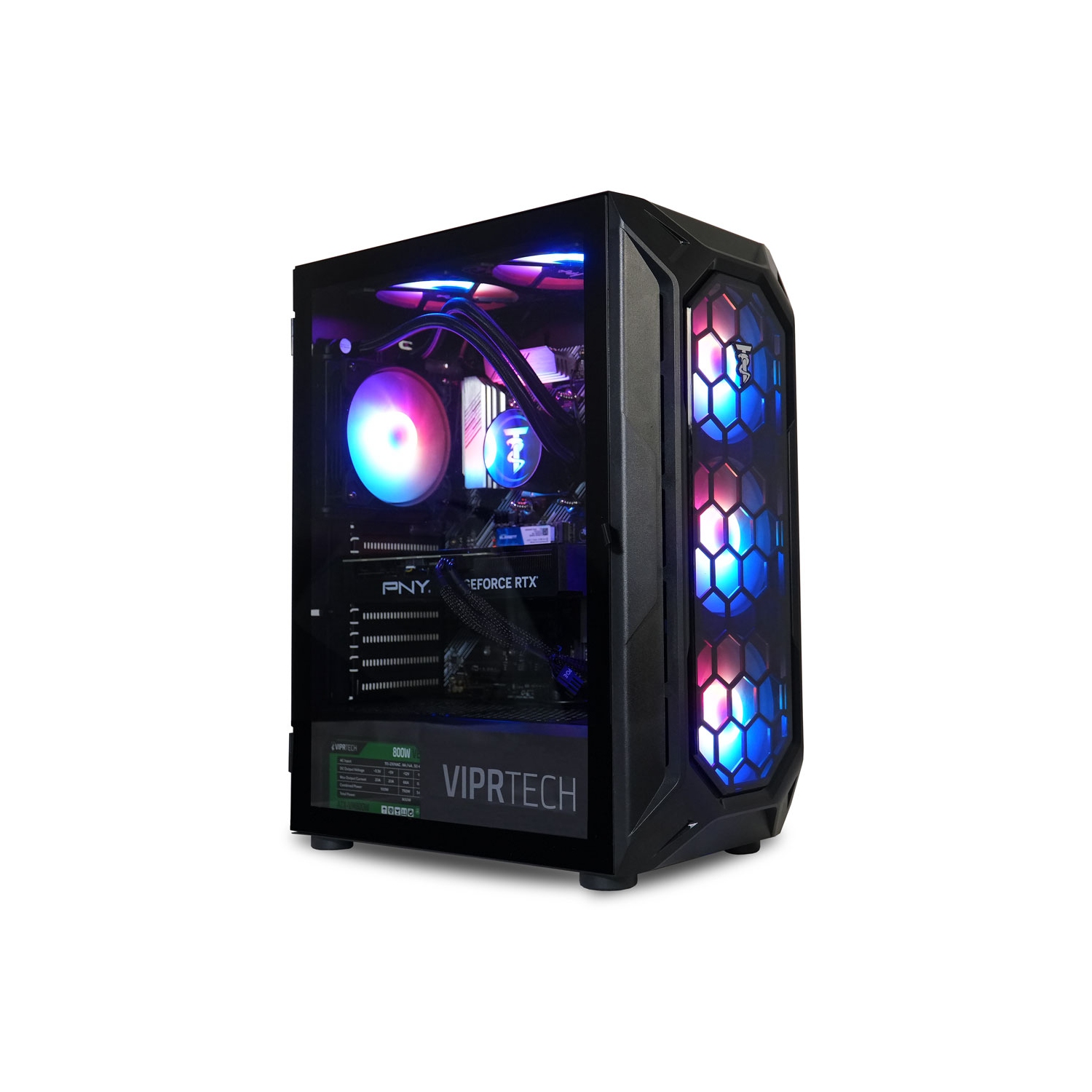 ViprTech Overlord 2.0 Liquid-Cooled PC - AMD Ryzen 7 5700X (16-LCore 4.6Ghz), RTX 4070 Super 12GB, 32GB DDR4 3200, 2TB NVMe SSD, 800W Gold, VR-Ready, Win 11 Gaming Desktop Computer