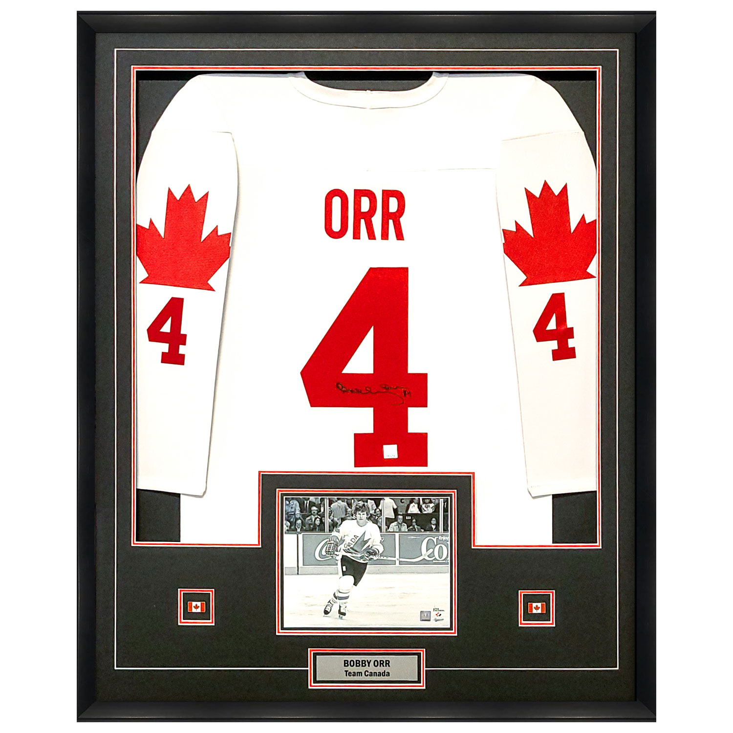 Frameworth Team Canada: Framed 1976 Jersey Signed by Bobby Orr (34x42") - White