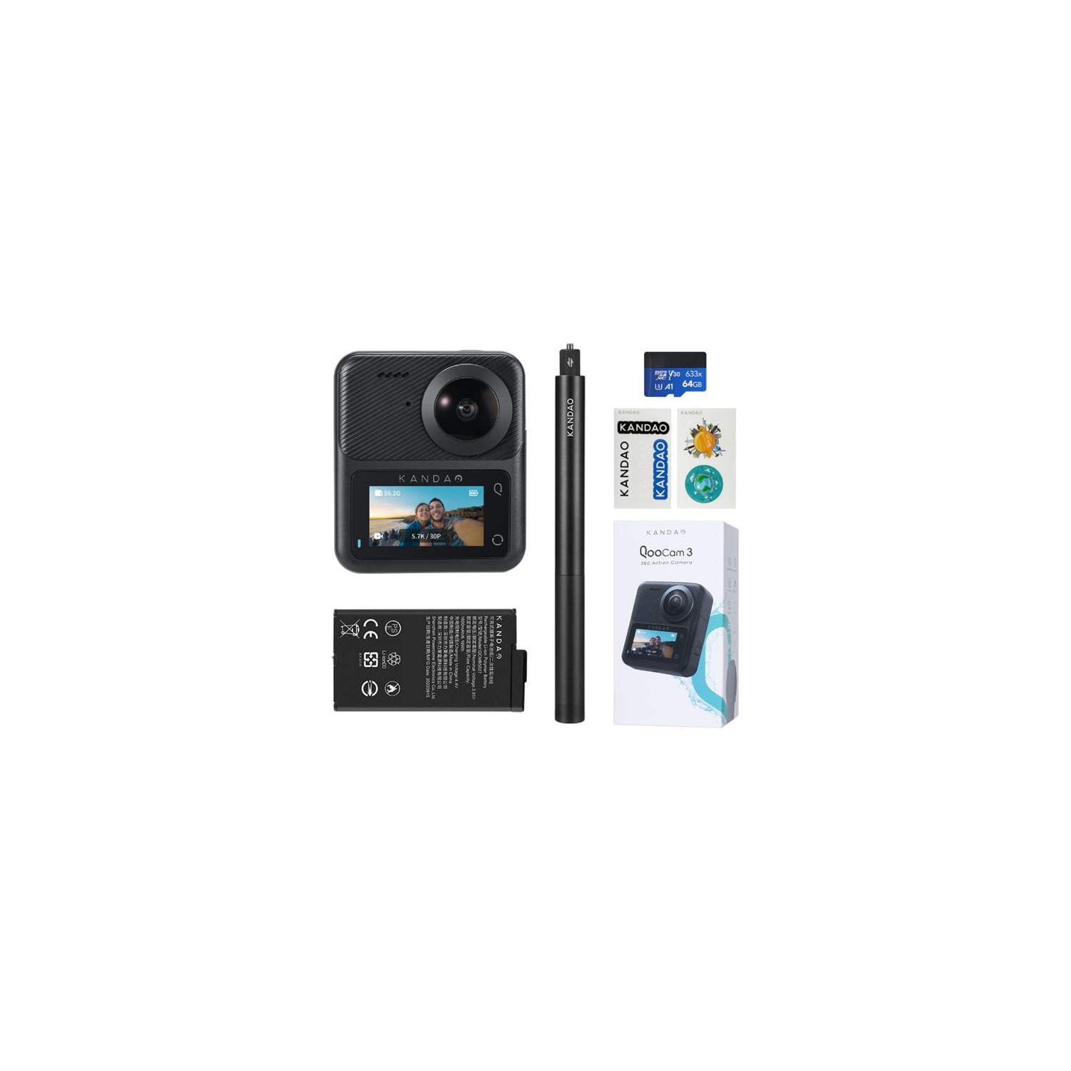 Kandao QooCam 3 360° Action Camera - Travel Combo