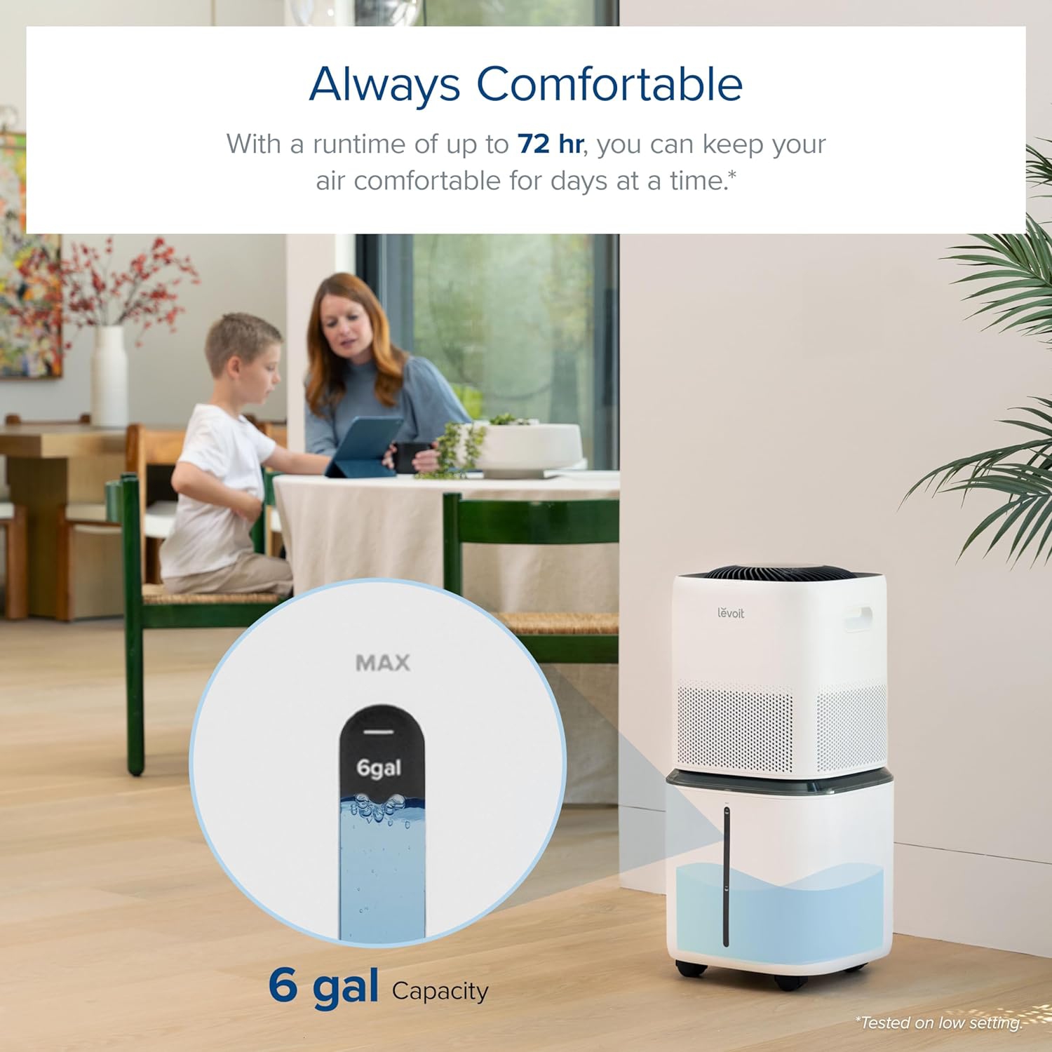 LEVOIT Smart Evaporative Humidifier for Large Room and Home Whole House up to 3000ft², 6 Gal, Last 72-Hour, Premium Filter, Dry Mode, Water Fill Hose