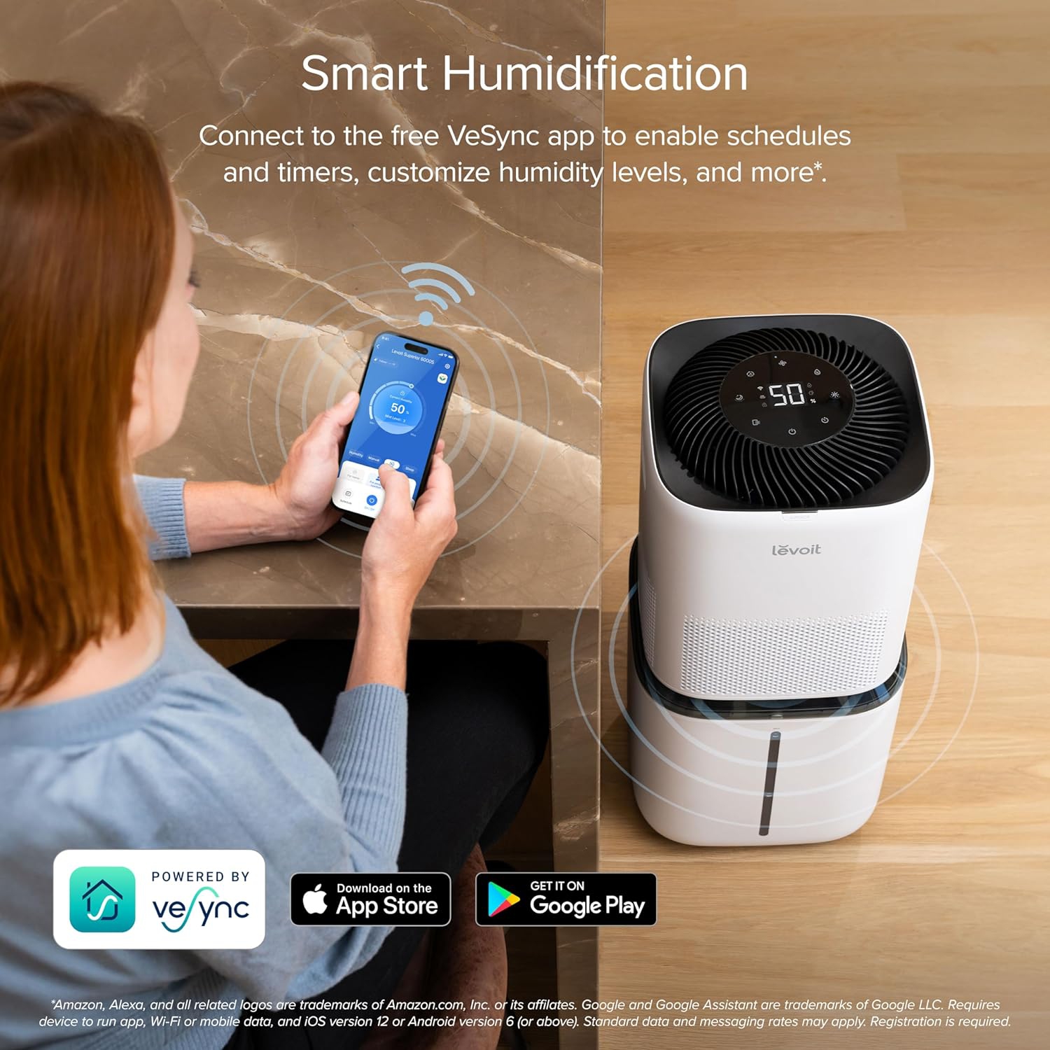 LEVOIT Smart Evaporative Humidifier for Large Room and Home Whole House up to 3000ft², 6 Gal, Last 72-Hour, Premium Filter, Dry Mode, Water Fill Hose