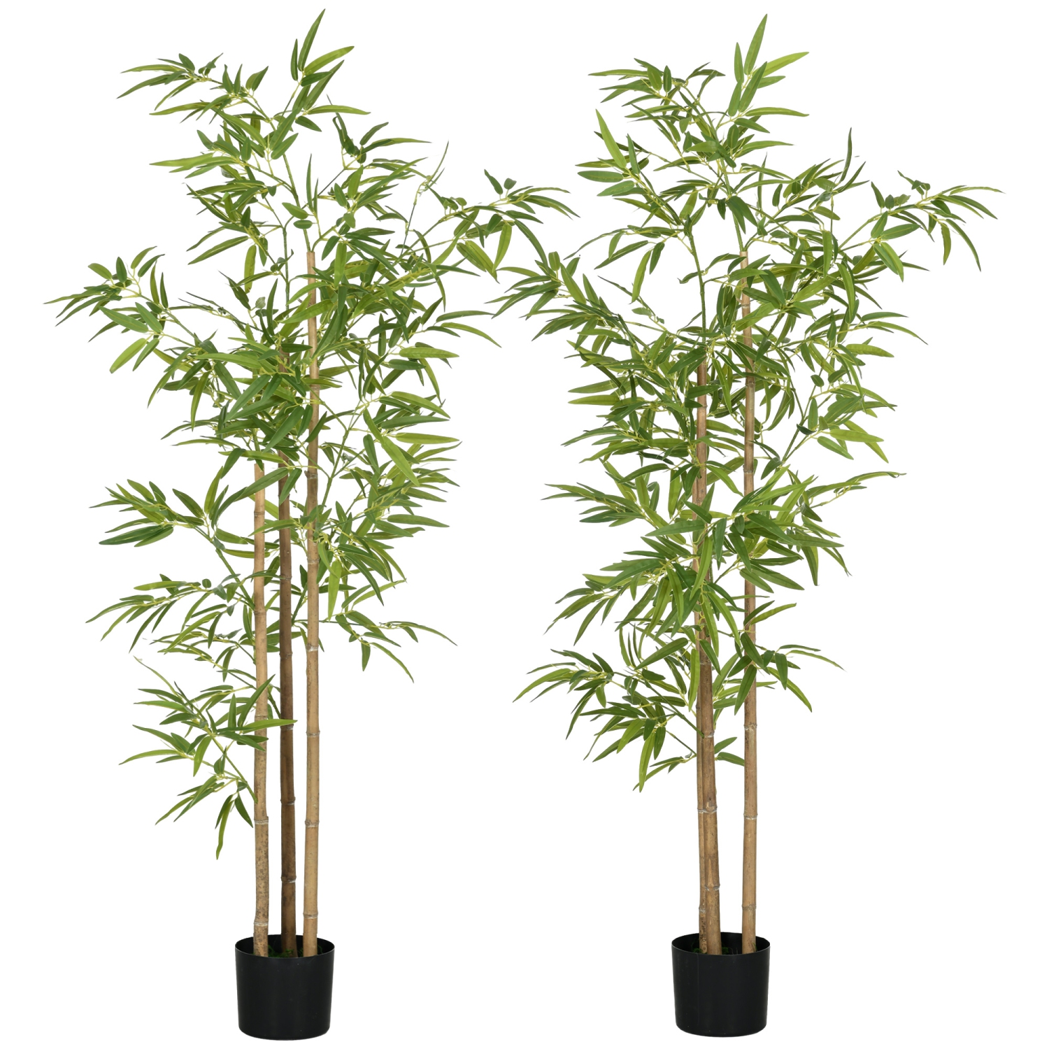 HOMCOM 6ft Set of 2 Artificial Bamboo with Pot, Indoor Fake Plants for Home Office Living Room Decor