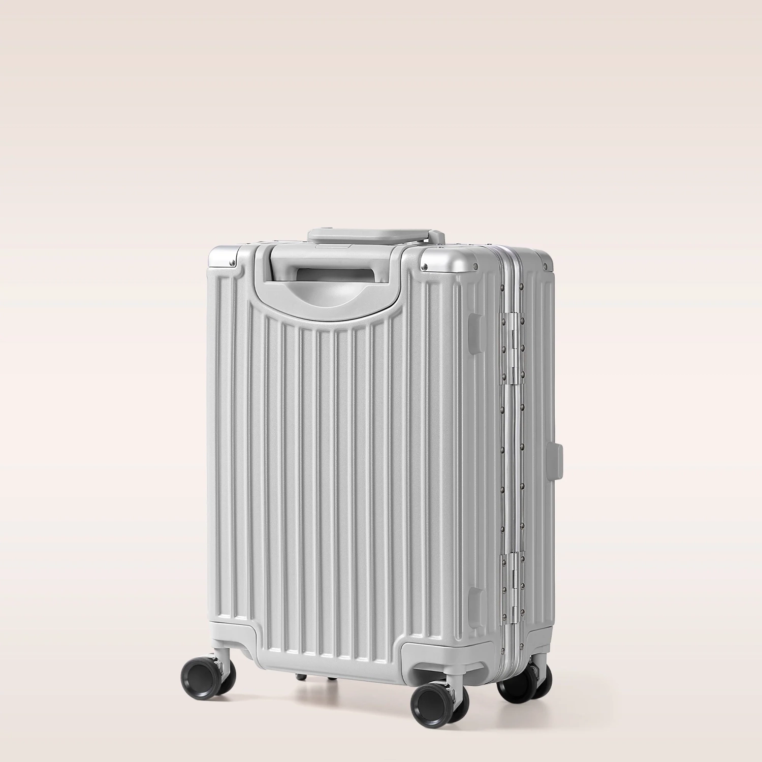 Carry On Luggage - Aluminium Frame, PC ABS Hard Shell, Suitcases with Wheels, TSA Lock, No Zipper - 20 24 28 in Silver