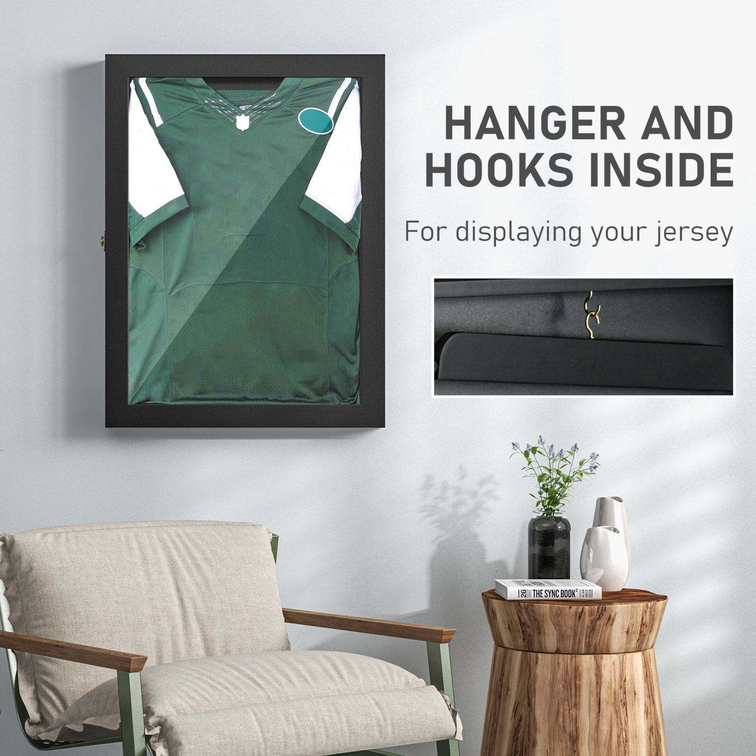 HOMCOM – cadre de présentation en jersey, boîte Shadow en acrylique pour chandail de football de basketball