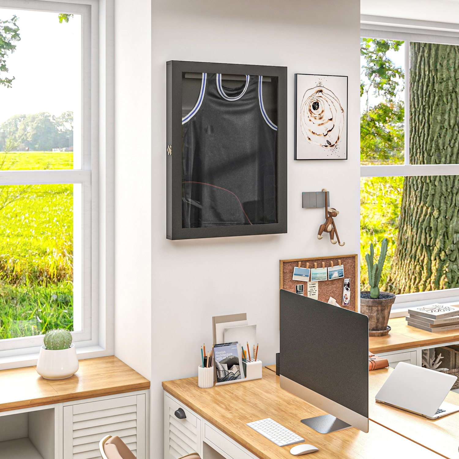 HOMCOM – cadre de présentation en jersey, boîte Shadow en acrylique pour chandail de football de basketball