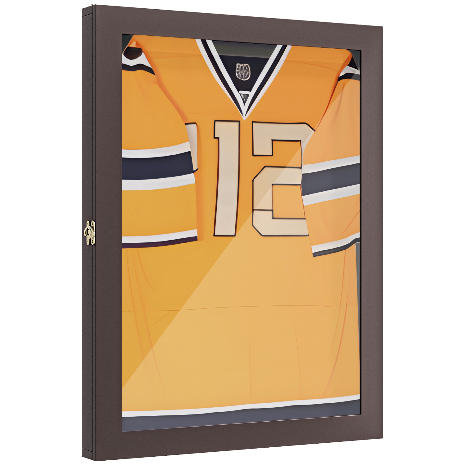 HOMCOM Jersey Display Frame Case, Acrylic Sports Shirt Shadow Box for Basketball Football Baseball, 24" x 32", Brown