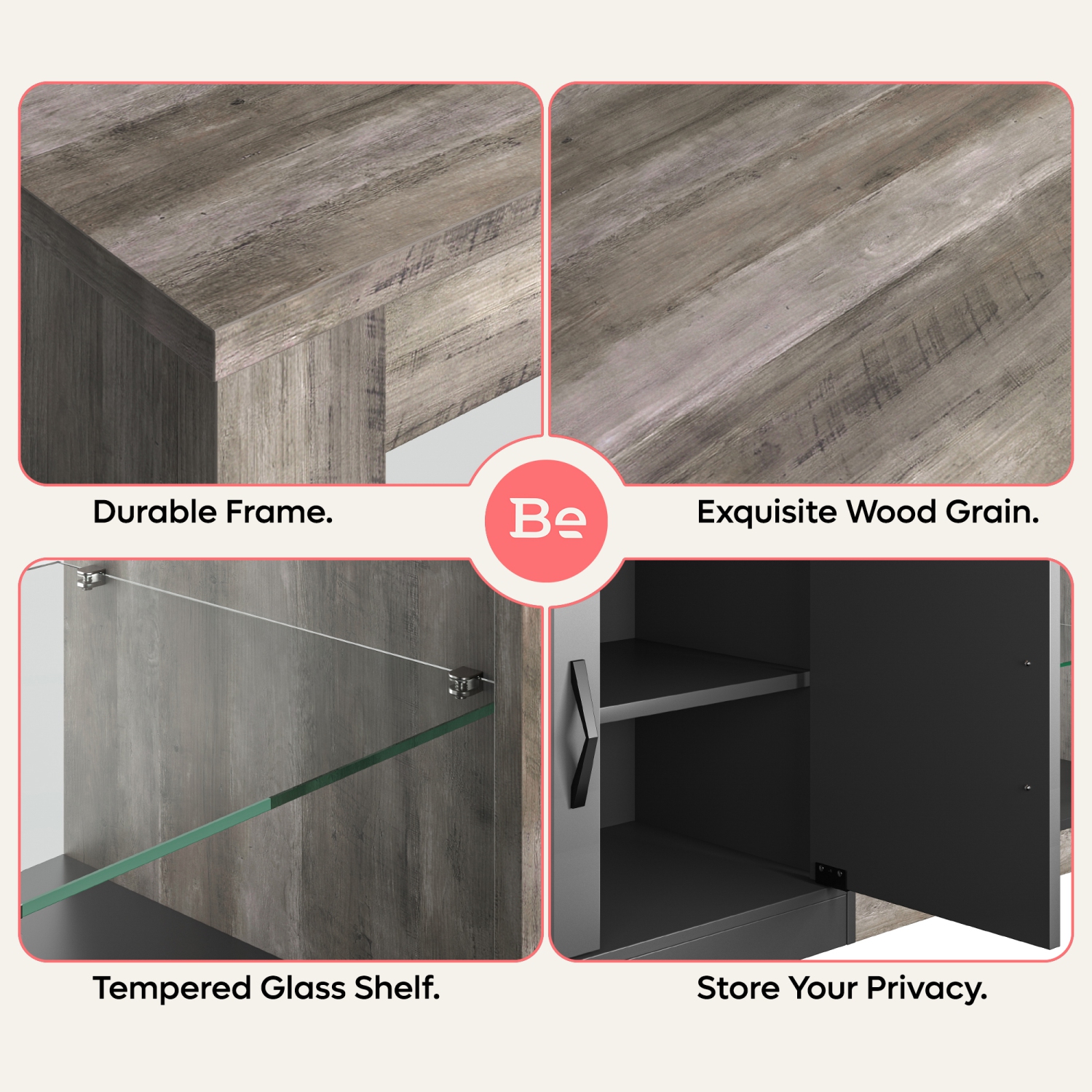 Bestier 70 Inch Led TV Stand for 75 Inch TV Large Entertainment Center Gaming with Adjustable Glass Shelves Two Cabinets Modern TV Console for Living