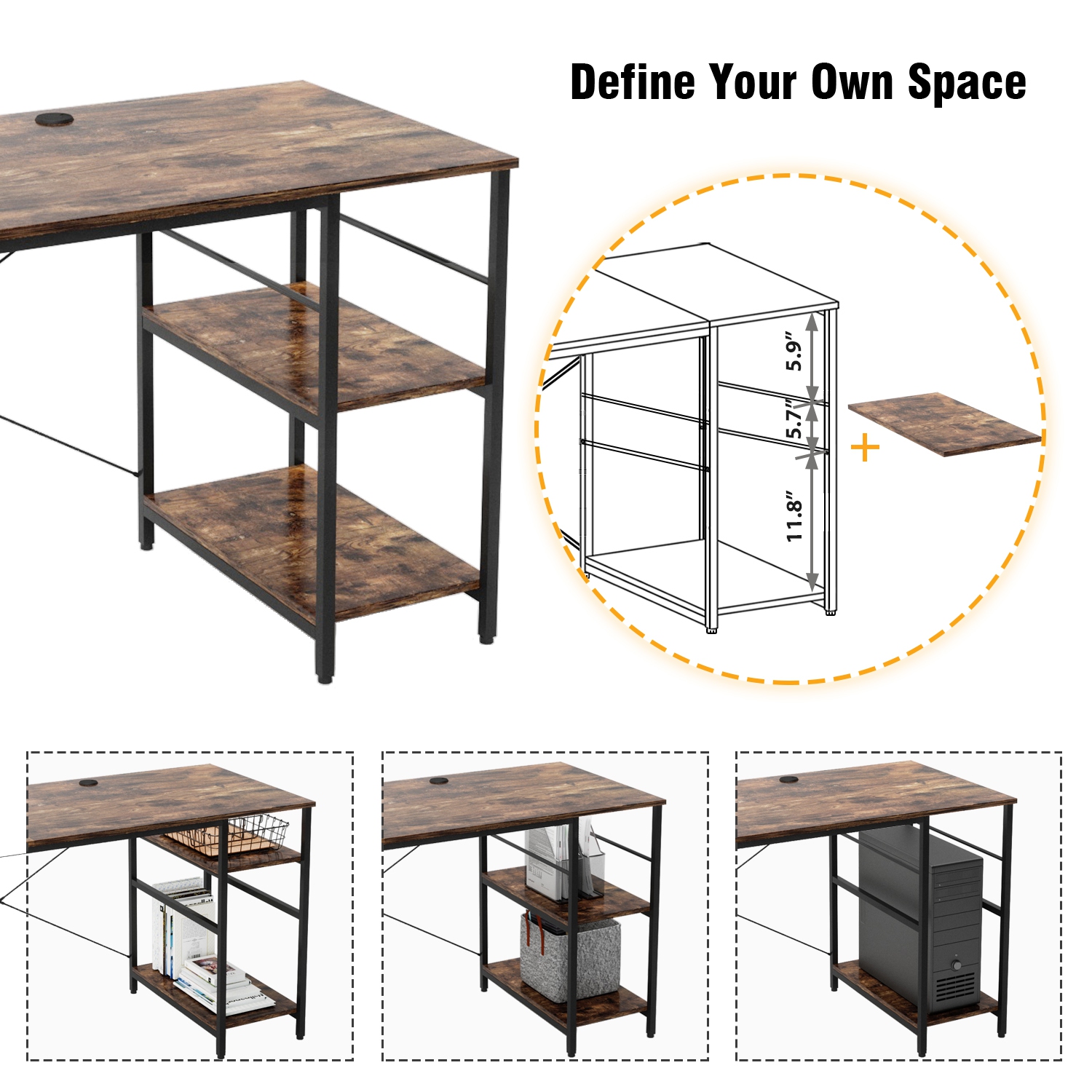 Bestier L Shaped Desk with Shelves 95.2 Inch Reversible Corner Computer Desk or 2 Person Long Table for Home Office Large Gaming Writing Storage
