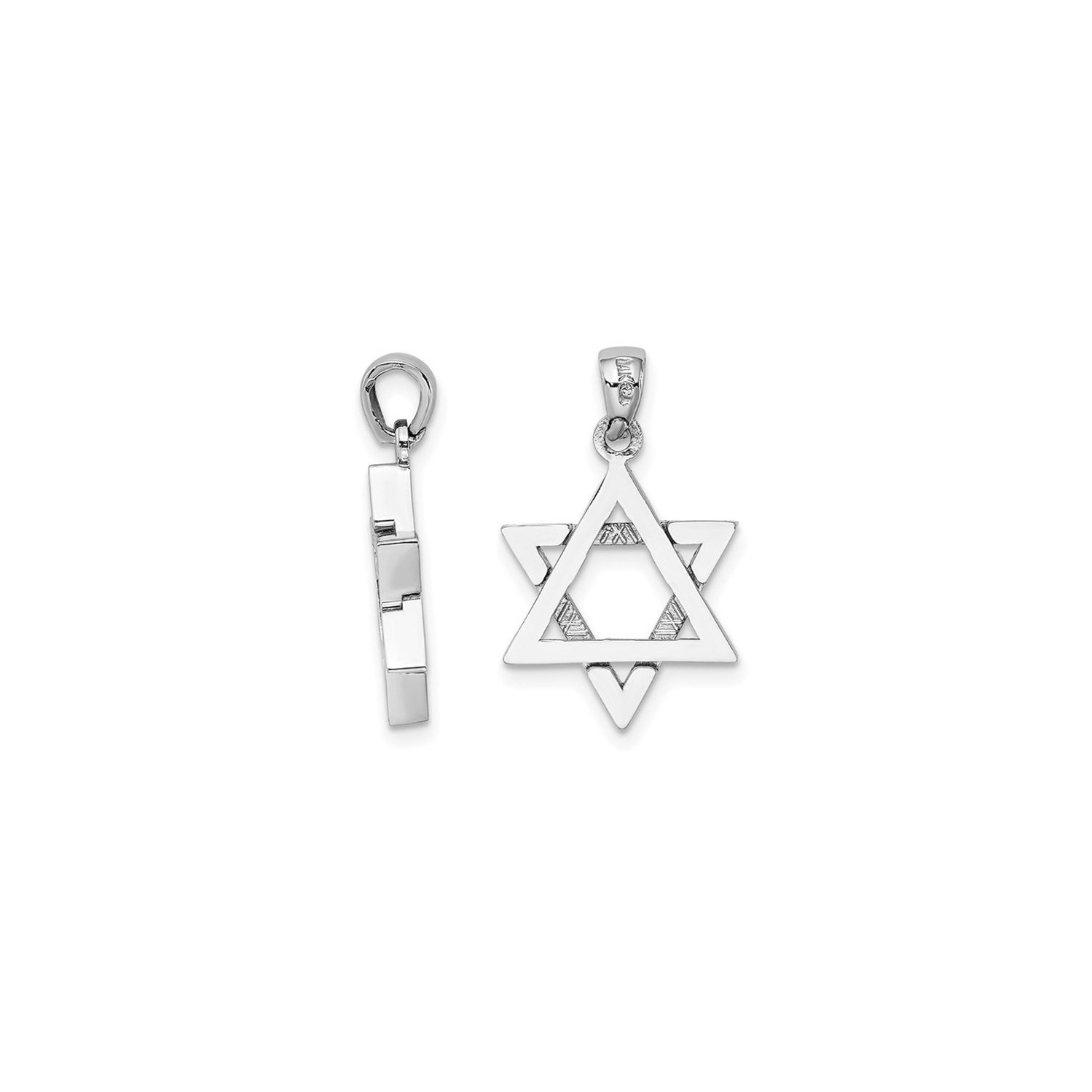 14K White Gold Star Of David Pendant