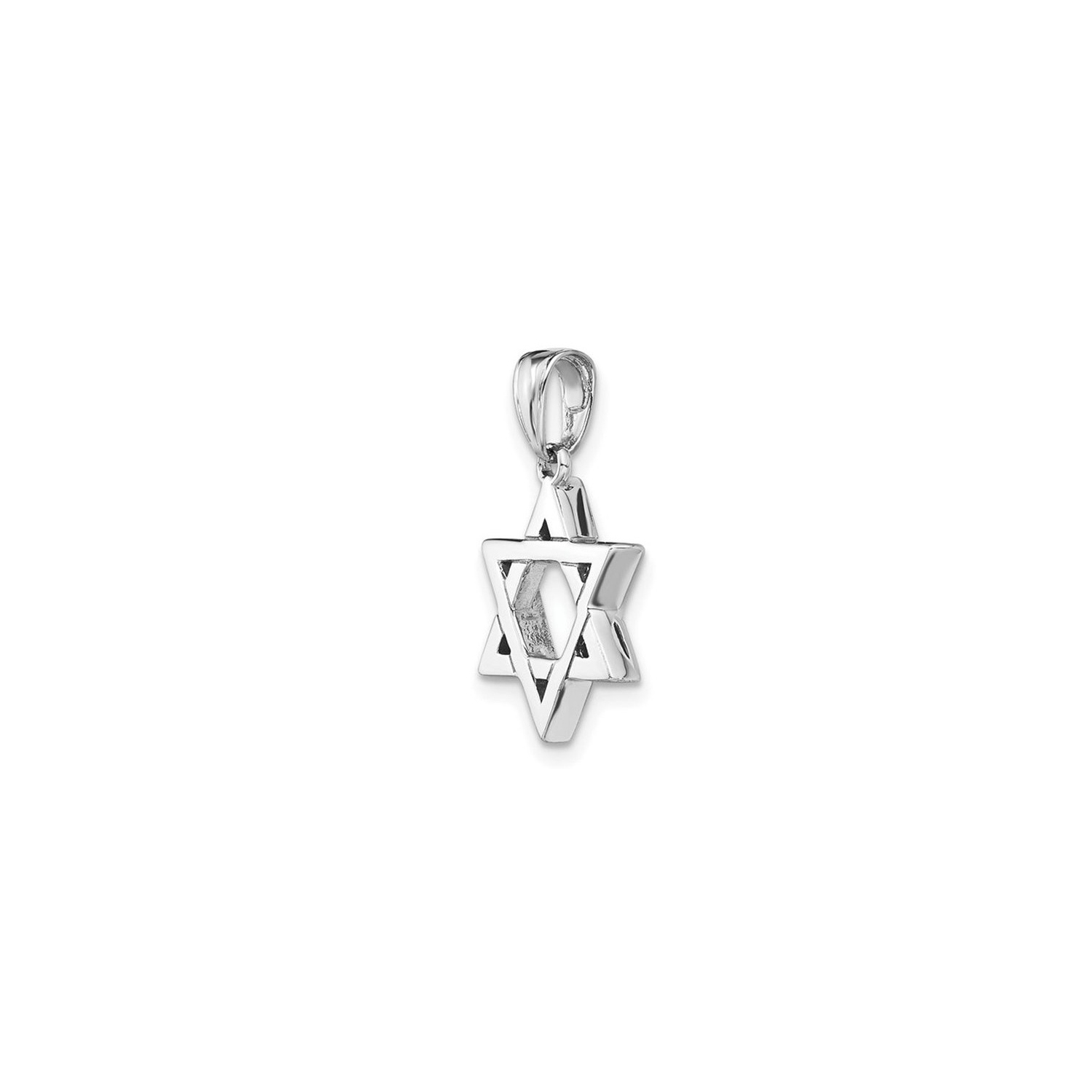14K White Gold Star Of David Pendant