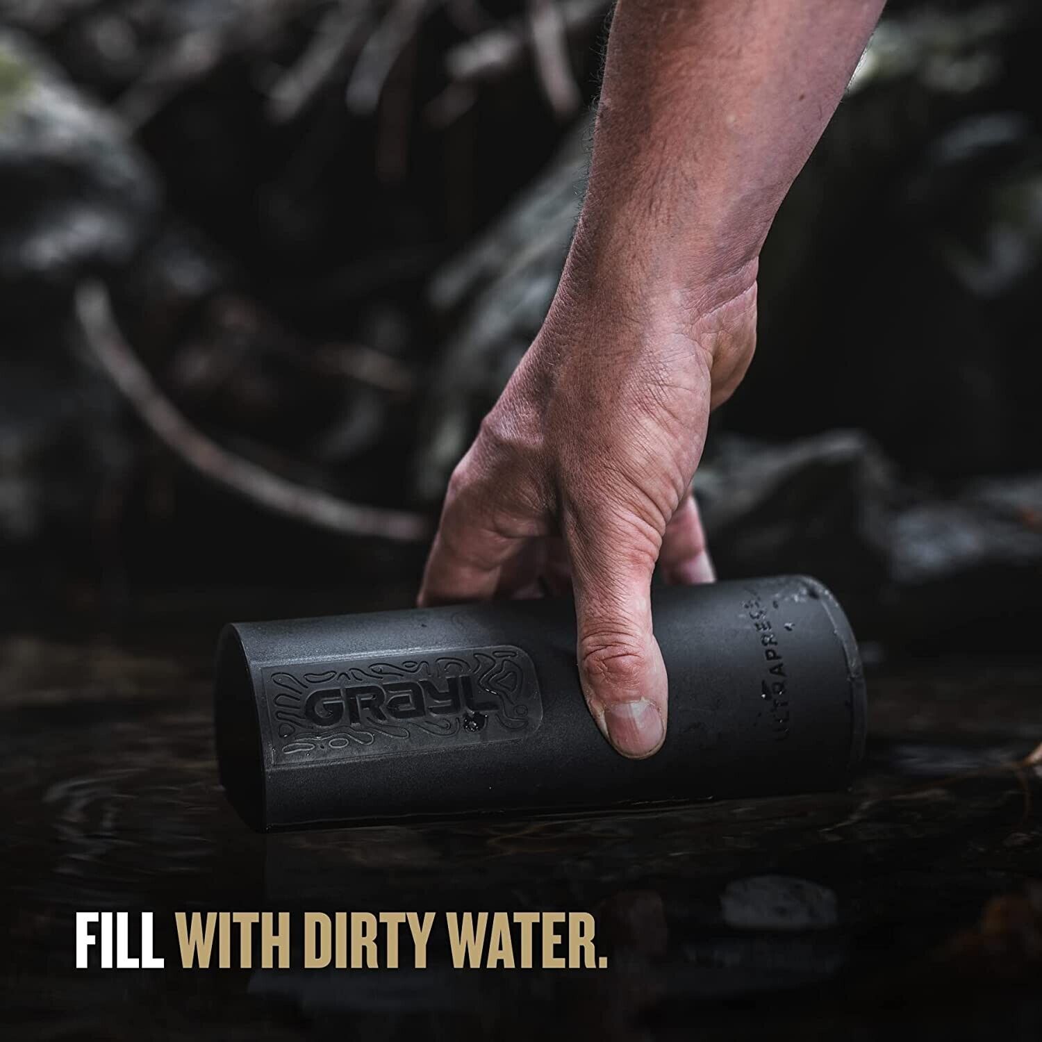 GRAYL ULTRAPRESS WATER PURIFIER BOTTLE - 16.9OZ/500ml COVERT BLACK Water Filter